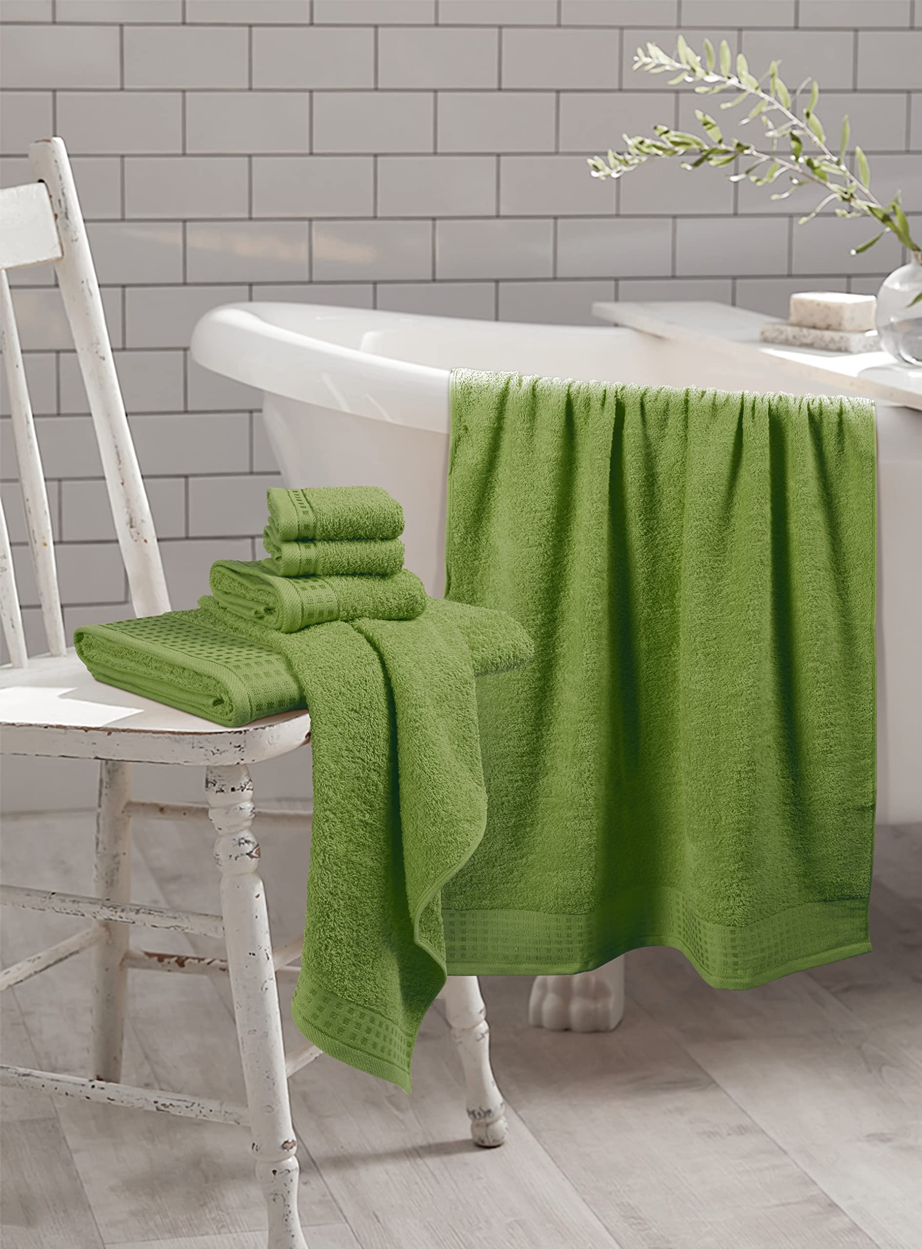 GLAMBURG 100% Cotton Ultra Soft 6 Pack Towel Set, Contains 2 Bath Towels 28x55 Inches, 2 Hand Towels 16x24 Inches & 2 Wash Coths 12x12 Inches, Compact Absorbent Lightweight & Quickdry - Pink
