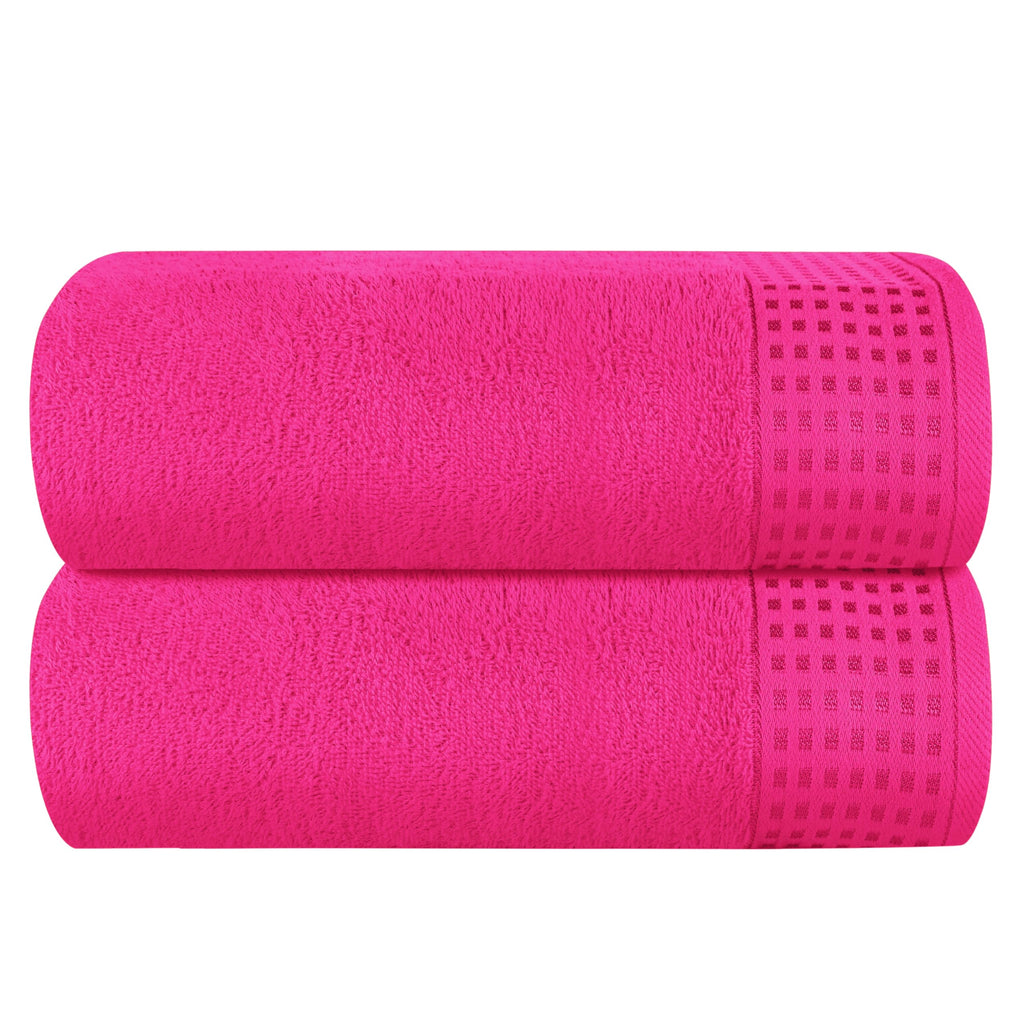 GLAMBURG 100% Cotton Ultra Soft 6 Pack Towel Set, Contains 2 Bath Towels 28x55 Inches, 2 Hand Towels 16x24 Inches & 2 Wash Coths 12x12 Inches, Compact Absorbent Lightweight & Quickdry - Pink