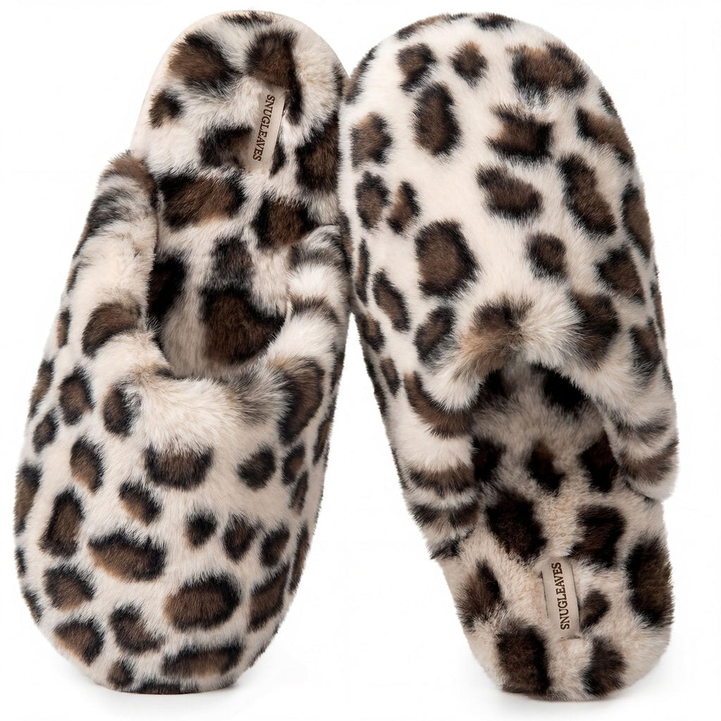 Snug Leaves Women's Fuzzy Scuff Slippers Soft Comfy Memory Foam Non-slip Indoor House Shoes
