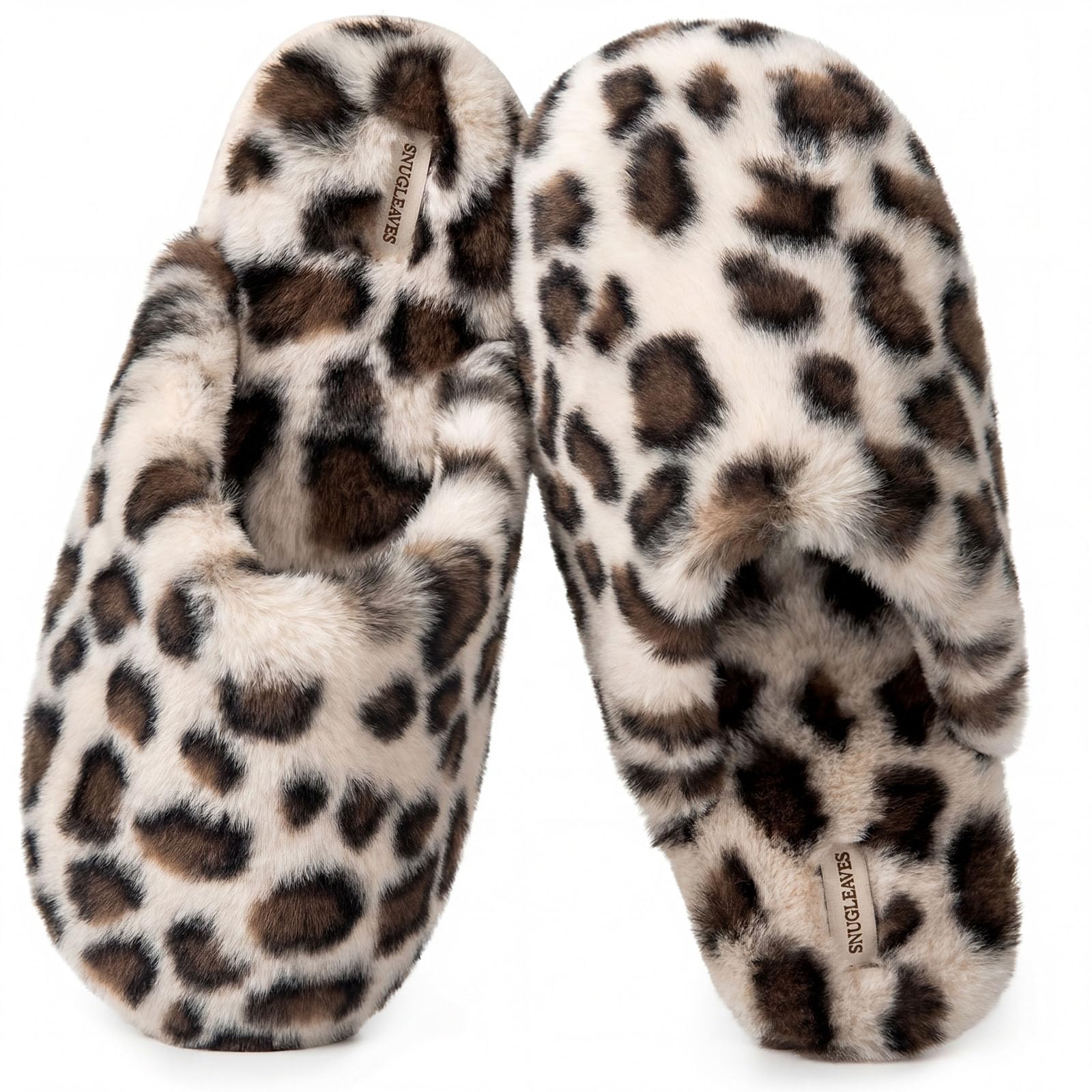 Snug Leaves Women's Fuzzy Scuff Slippers Soft Comfy Memory Foam Non-slip Indoor House Shoes