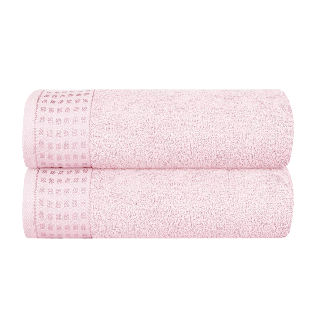 GLAMBURG 100% Cotton Ultra Soft 6 Pack Towel Set, Contains 2 Bath Towels 28x55 Inches, 2 Hand Towels 16x24 Inches & 2 Wash Coths 12x12 Inches, Compact Absorbent Lightweight & Quickdry - Pink