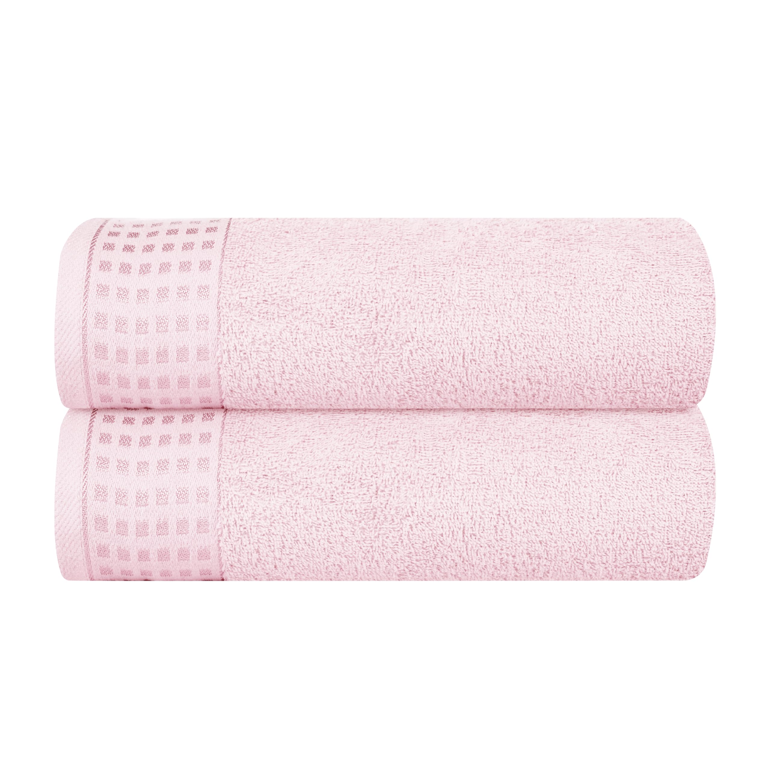 GLAMBURG 100% Cotton Ultra Soft 6 Pack Towel Set, Contains 2 Bath Towels 28x55 Inches, 2 Hand Towels 16x24 Inches & 2 Wash Coths 12x12 Inches, Compact Absorbent Lightweight & Quickdry - Pink
