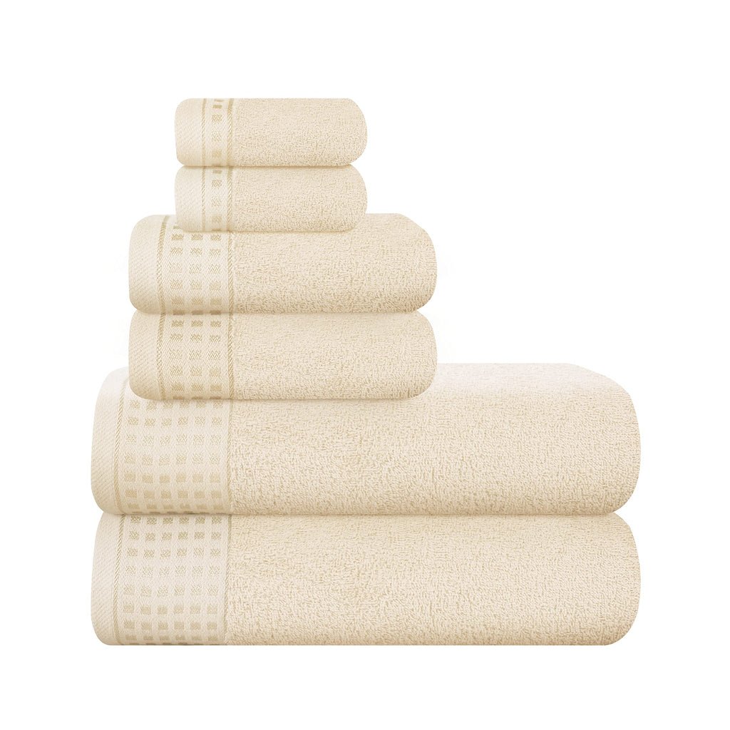 GLAMBURG 100% Cotton Ultra Soft 6 Pack Towel Set, Contains 2 Bath Towels 28x55 Inches, 2 Hand Towels 16x24 Inches & 2 Wash Coths 12x12 Inches, Compact Absorbent Lightweight & Quickdry - Pink