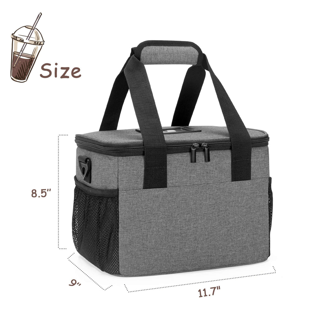 Trunab Reusable 6 Cups Drink Carrier for Delivery Insulated Drink Caddy with Handle and Shoulder Strap, Adjustable Dividers, Beverages Carrier Tote Bag, for Daily Life Takeout, Outdoors, Travel