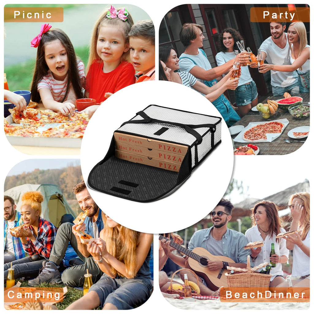 Pizza Bags for Delivery 20" X 20" X 6" - Moisture-Free, Professional Thermal Pizza Warmer, Heavy-Duty Pizza Delivery Bag, Suitable for Restaurants,Picnic Uber Eats & Door Dash（Silver）