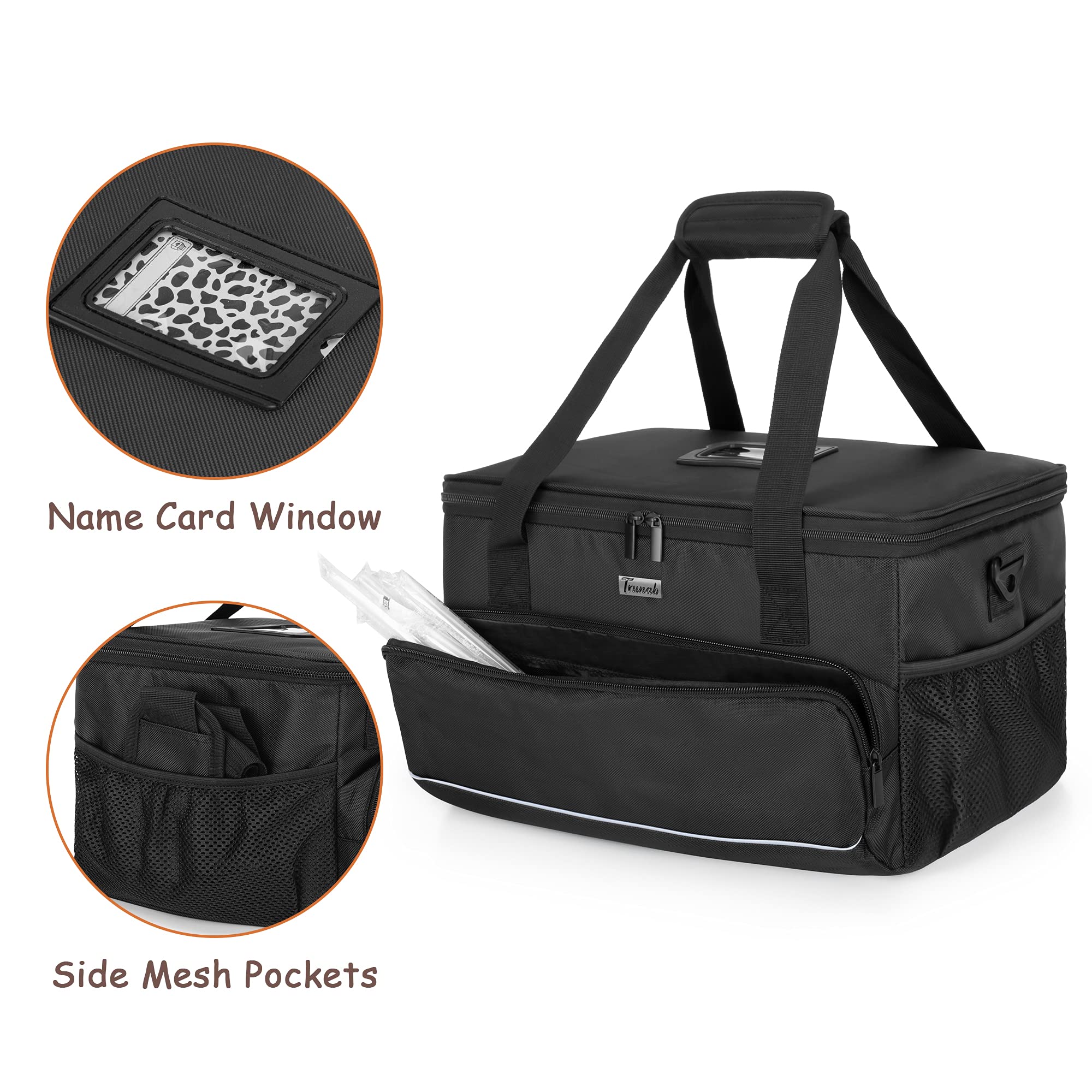 Trunab Reusable 6 Cups Drink Carrier for Delivery Insulated Drink Caddy with Handle and Shoulder Strap, Adjustable Dividers, Beverages Carrier Tote Bag, for Daily Life Takeout, Outdoors, Travel