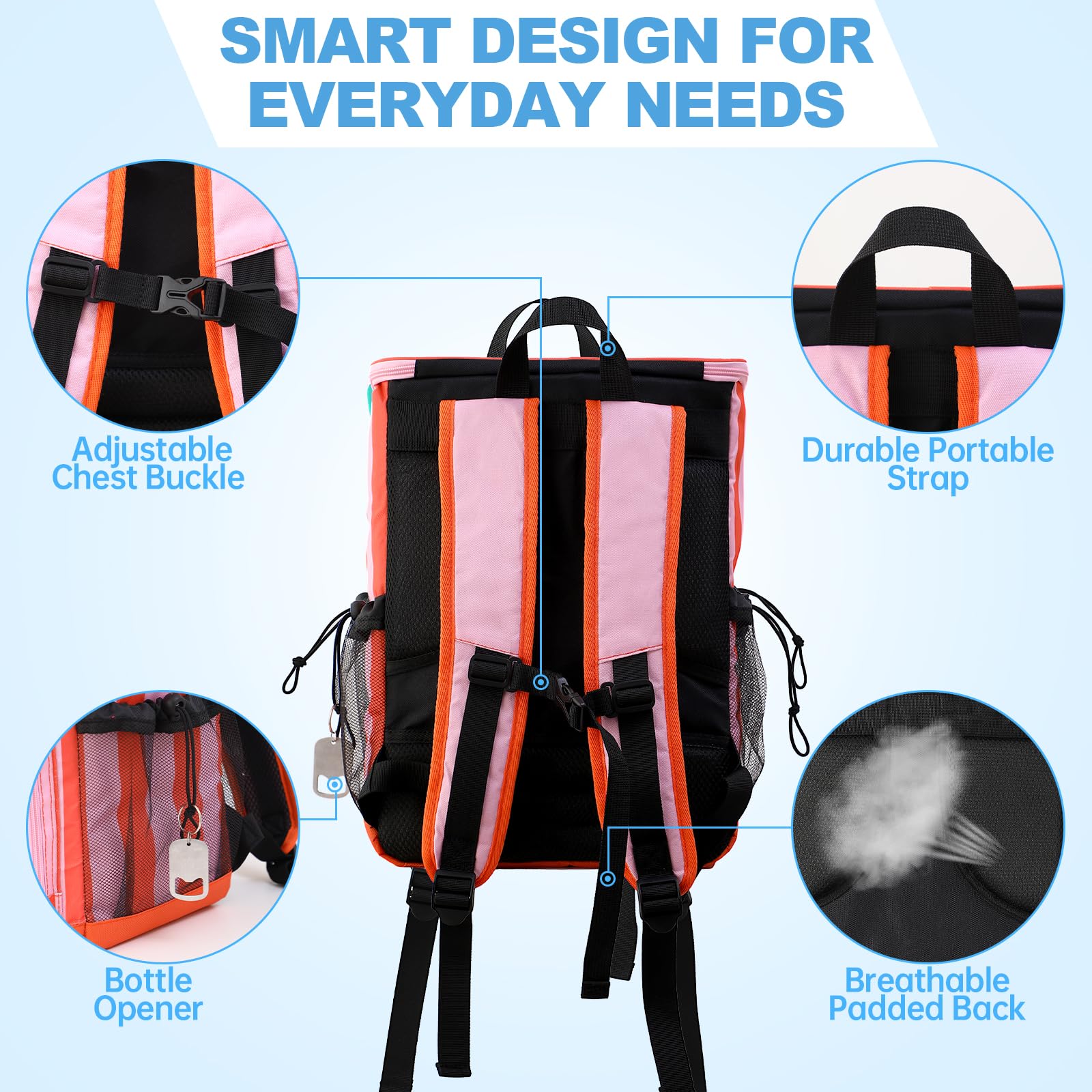 DYSHAYEN Cooler Backpack,Lightweight Backpack Cooler Insulated Leak Proof,30 Cans Soft Cooler Bag for Beach,Camping,Beach,Picnic,Lunch