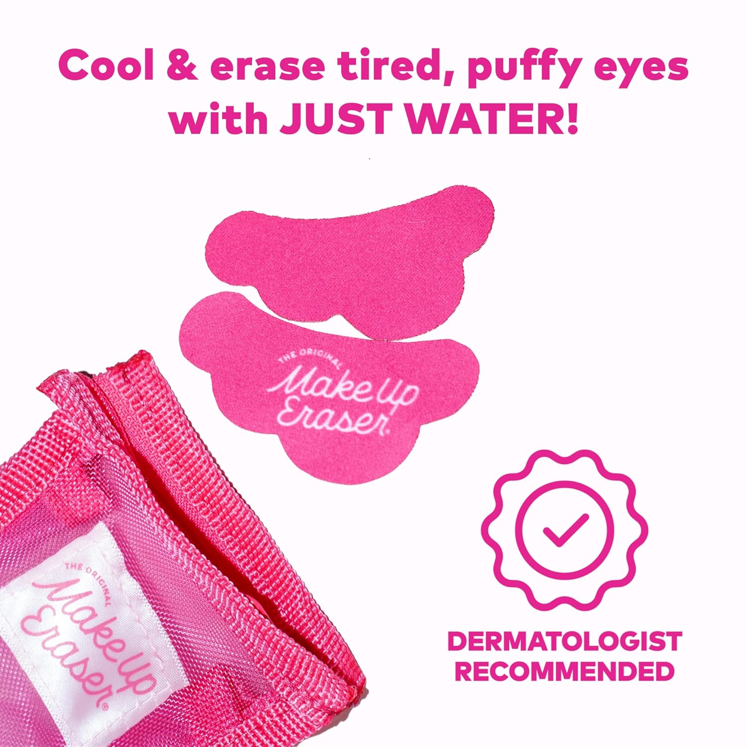 Makeup Eraser Cooling Clouds Reusable Undereye Patches - Hydroactive Technology Mask Patch Pads for Tired Puffy Eyes and Wrinkles with Mini Washbag, Set of 2