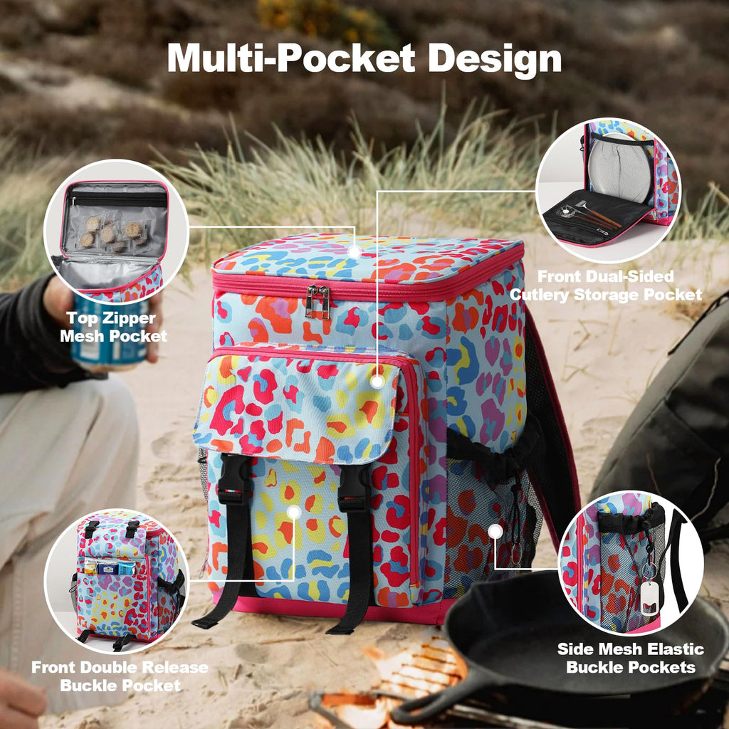 DYSHAYEN Cooler Backpack,Lightweight Backpack Cooler Insulated Leak Proof,30 Cans Soft Cooler Bag for Beach,Camping,Beach,Picnic,Lunch
