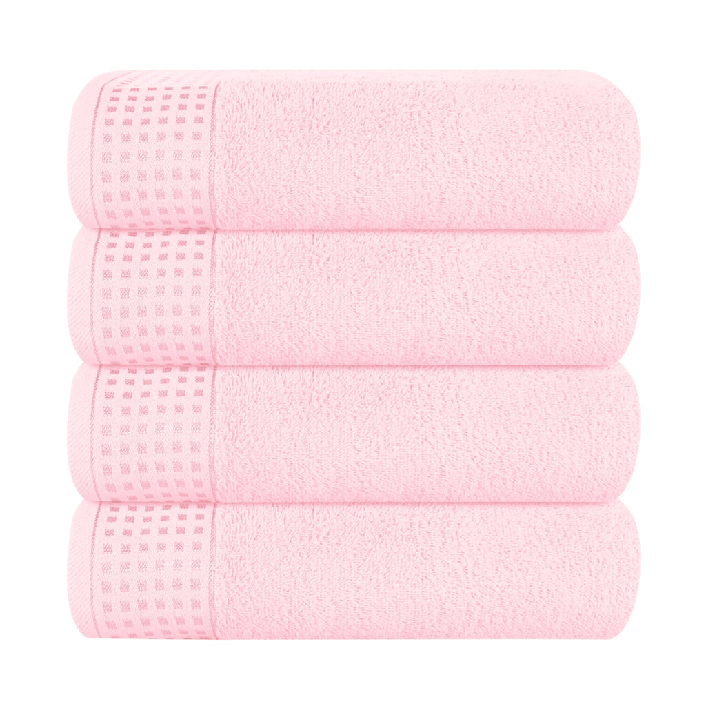 GLAMBURG 100% Cotton Ultra Soft 6 Pack Towel Set, Contains 2 Bath Towels 28x55 Inches, 2 Hand Towels 16x24 Inches & 2 Wash Coths 12x12 Inches, Compact Absorbent Lightweight & Quickdry - Pink