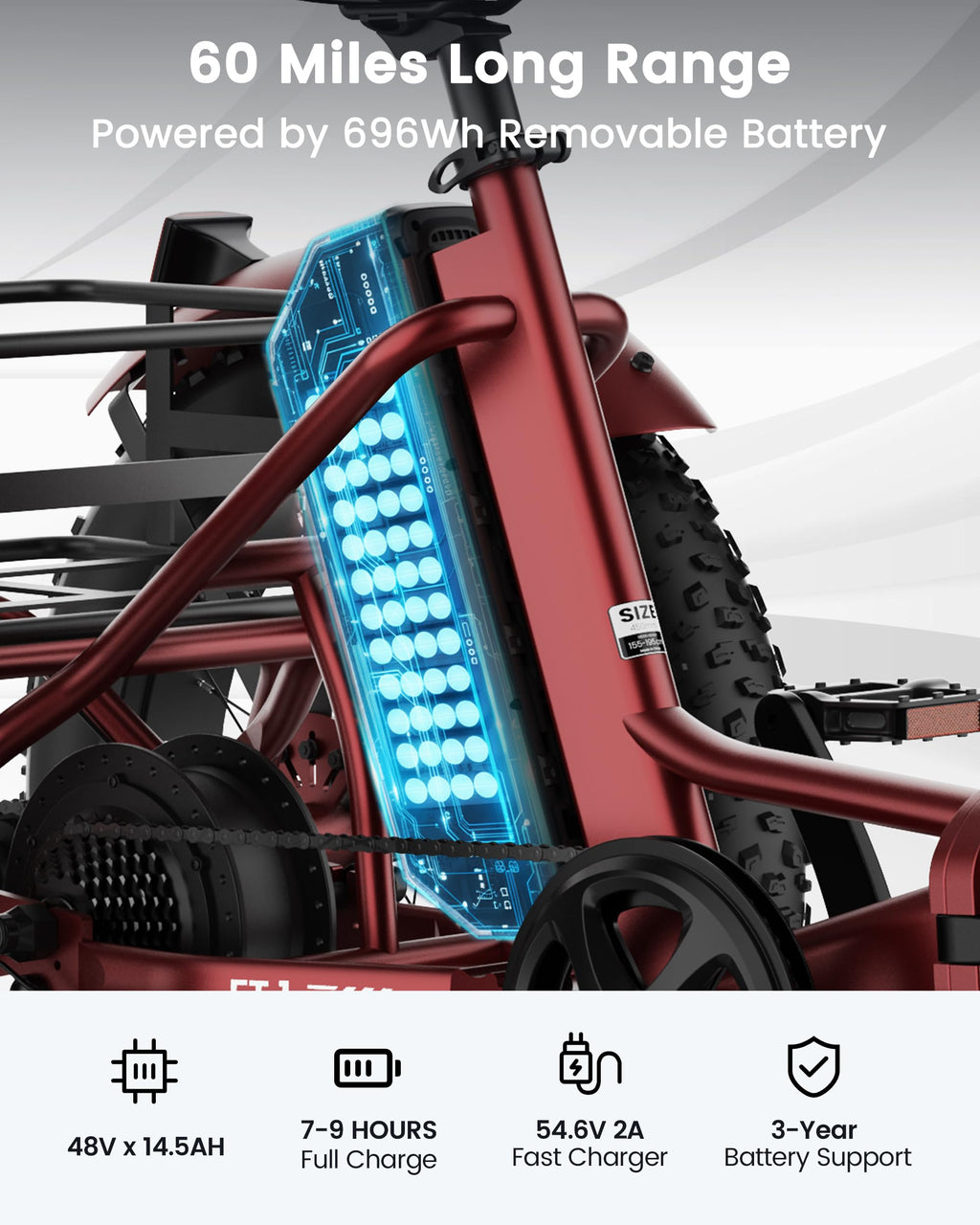 MOONCOOL Electric Tricycle for Adults, 20" x 4" Fat Tire Folding Electric Trike, 48V 500W 3 Wheel Electric Bike, 7 Speed E Trikes for Adults with Removable Battery, Aluminum Frame & Large Basket