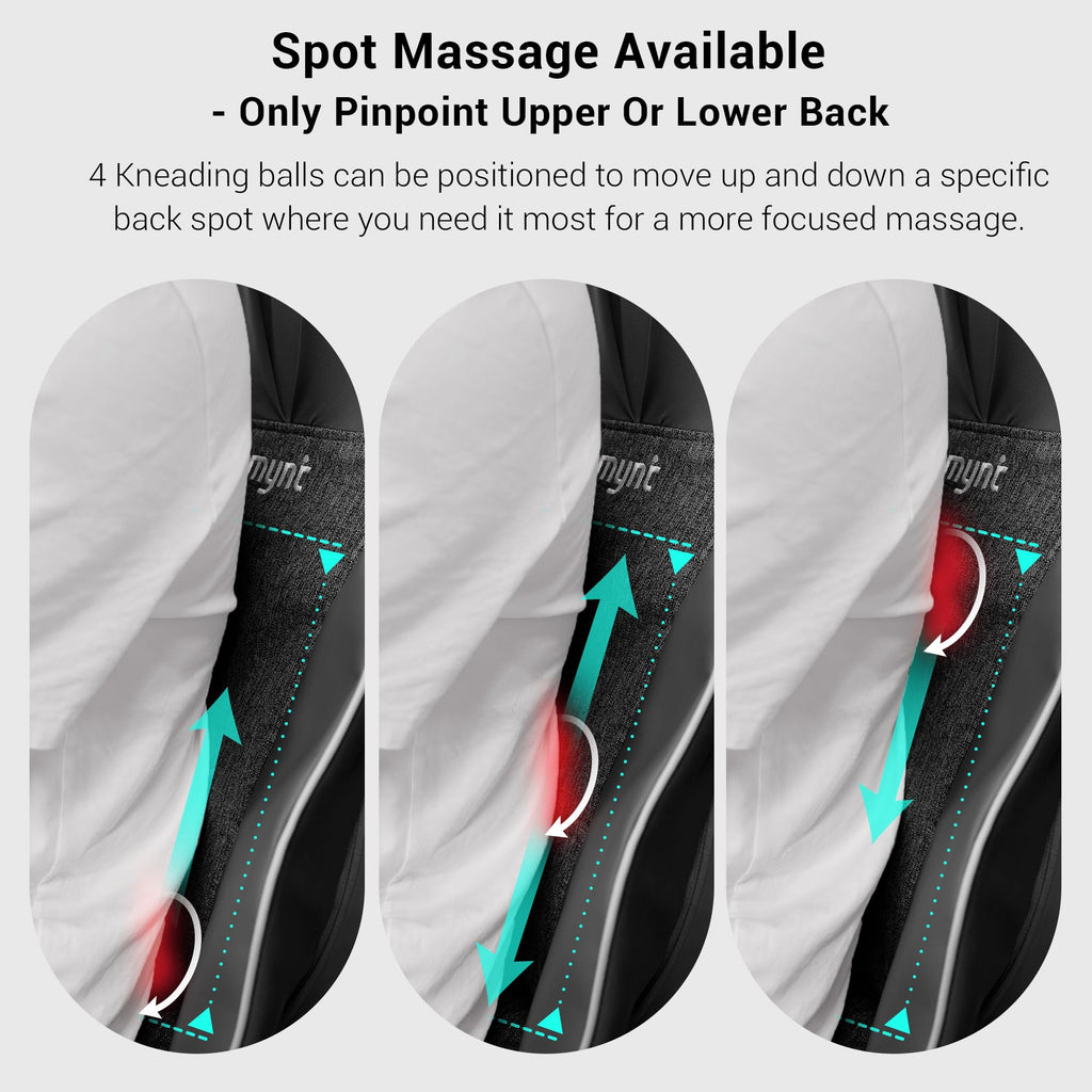 Mynt FSA Eligible HSA Approved Shiatsu Neck and Back Massager for Chair with 10 Deep Kneading Nodes, 2D & 3D Adjustable Back Massage with Heat, Portable Massage Chair Pad with Cover