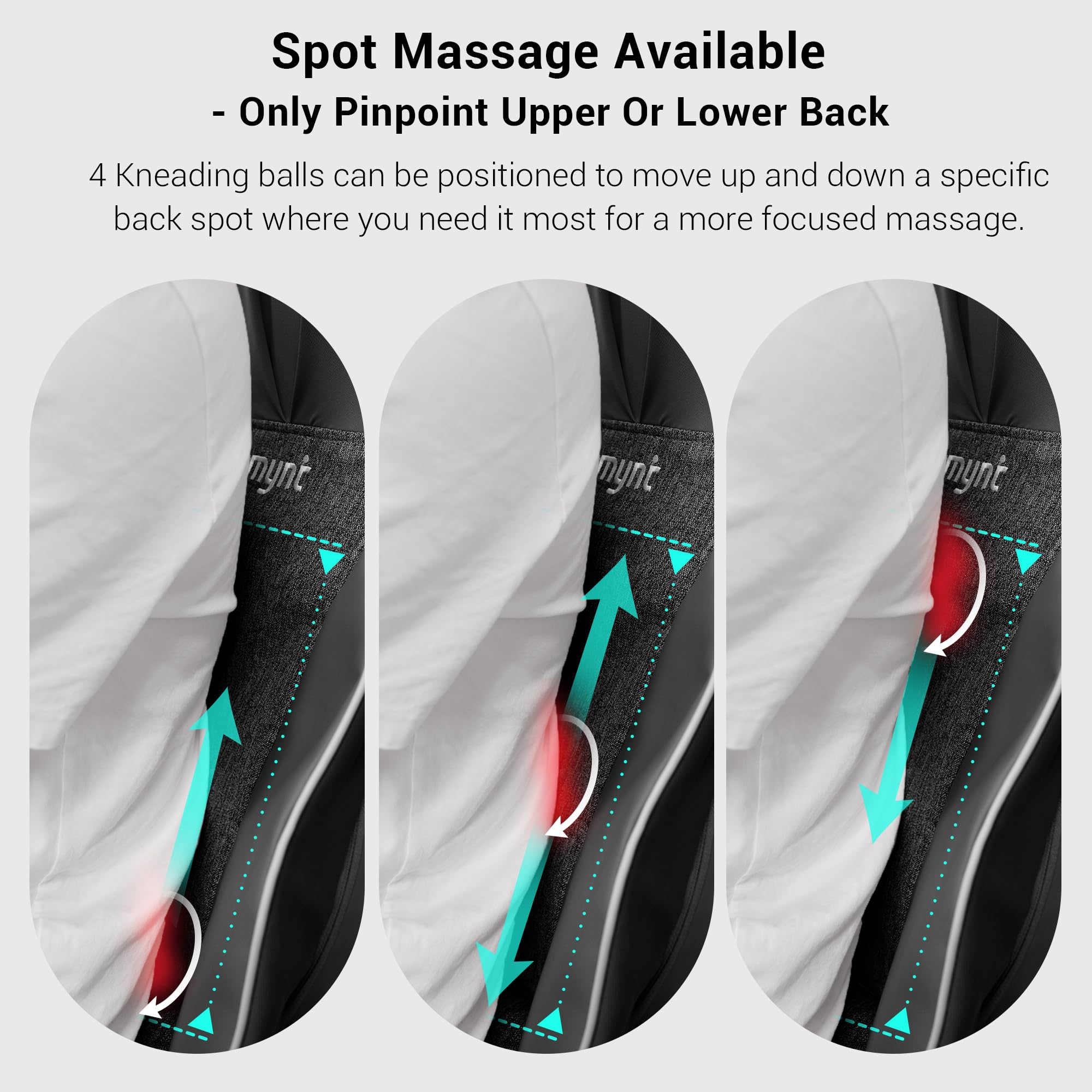 Mynt FSA Eligible HSA Approved Shiatsu Neck and Back Massager for Chair with 10 Deep Kneading Nodes, 2D & 3D Adjustable Back Massage with Heat, Portable Massage Chair Pad with Cover