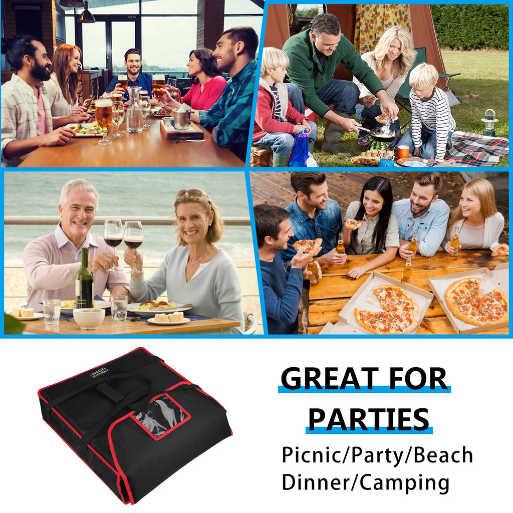 Pizza Bags for Delivery 20" X 20" X 6" - Moisture-Free, Professional Thermal Pizza Warmer, Heavy-Duty Pizza Delivery Bag, Suitable for Restaurants,Picnic Uber Eats & Door Dash（Silver）