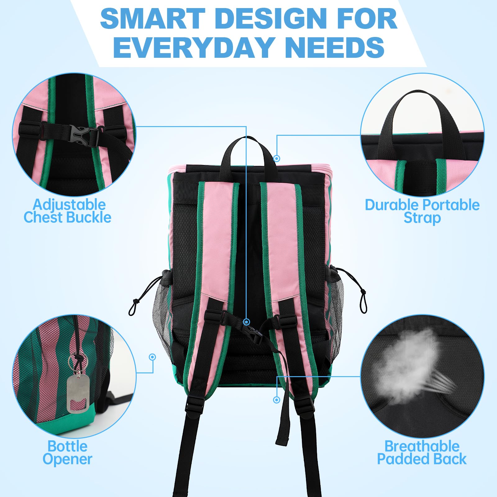 DYSHAYEN Cooler Backpack,Lightweight Backpack Cooler Insulated Leak Proof,30 Cans Soft Cooler Bag for Beach,Camping,Beach,Picnic,Lunch