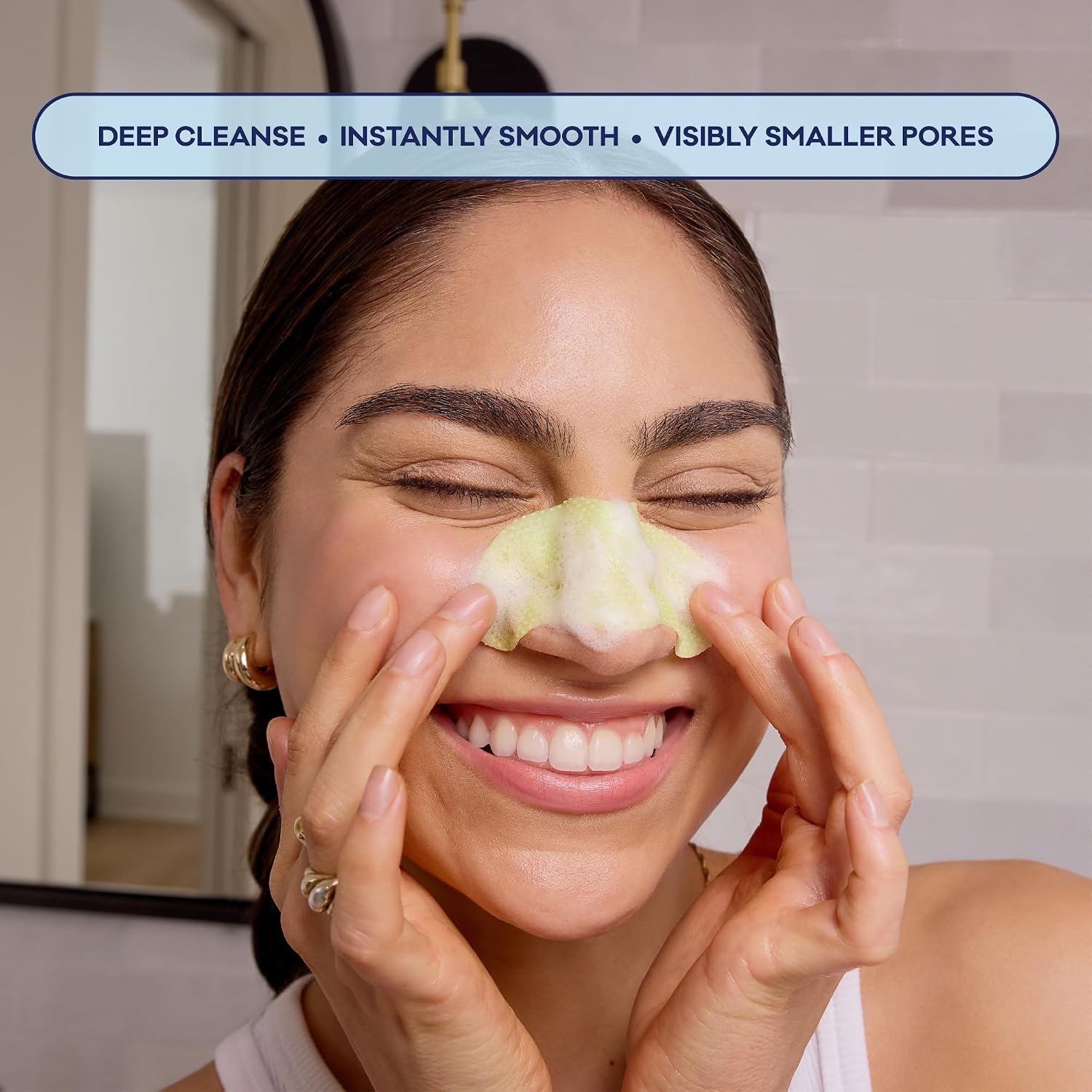 Biore Pore Refining Bubbling Nose Mask, Glycolic Acid and Hyaluronic Acid Exfoliant for Face, Pore Cleansing Mask, 8 Ct