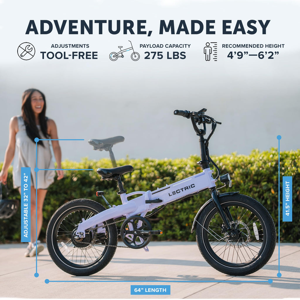 LECTRIC XP Lite2 Folding Electric Bike for Adults - Lightweight eBike with a 48V Battery Powers Up to 45-80 Mile Range, 20Mph Peak 819W Motor, Hydraulic Brakes, LCD Display, 5 Pedal Assist & Throttle