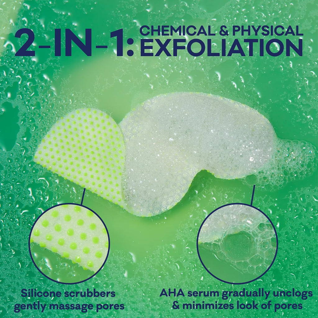 Biore Pore Refining Bubbling Nose Mask, Glycolic Acid and Hyaluronic Acid Exfoliant for Face, Pore Cleansing Mask, 8 Ct