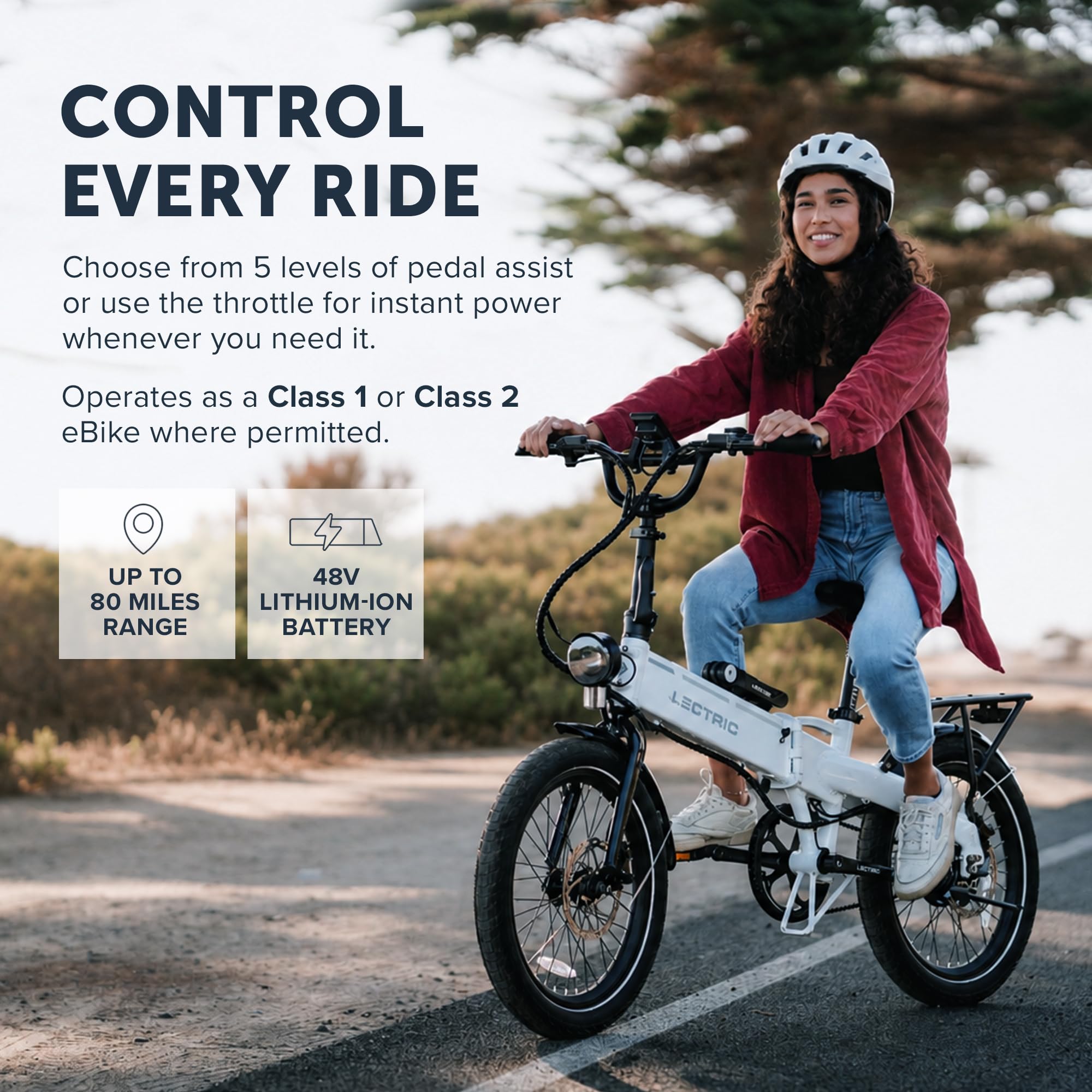 LECTRIC XP Lite2 Folding Electric Bike for Adults - Lightweight eBike with a 48V Battery Powers Up to 45-80 Mile Range, 20Mph Peak 819W Motor, Hydraulic Brakes, LCD Display, 5 Pedal Assist & Throttle