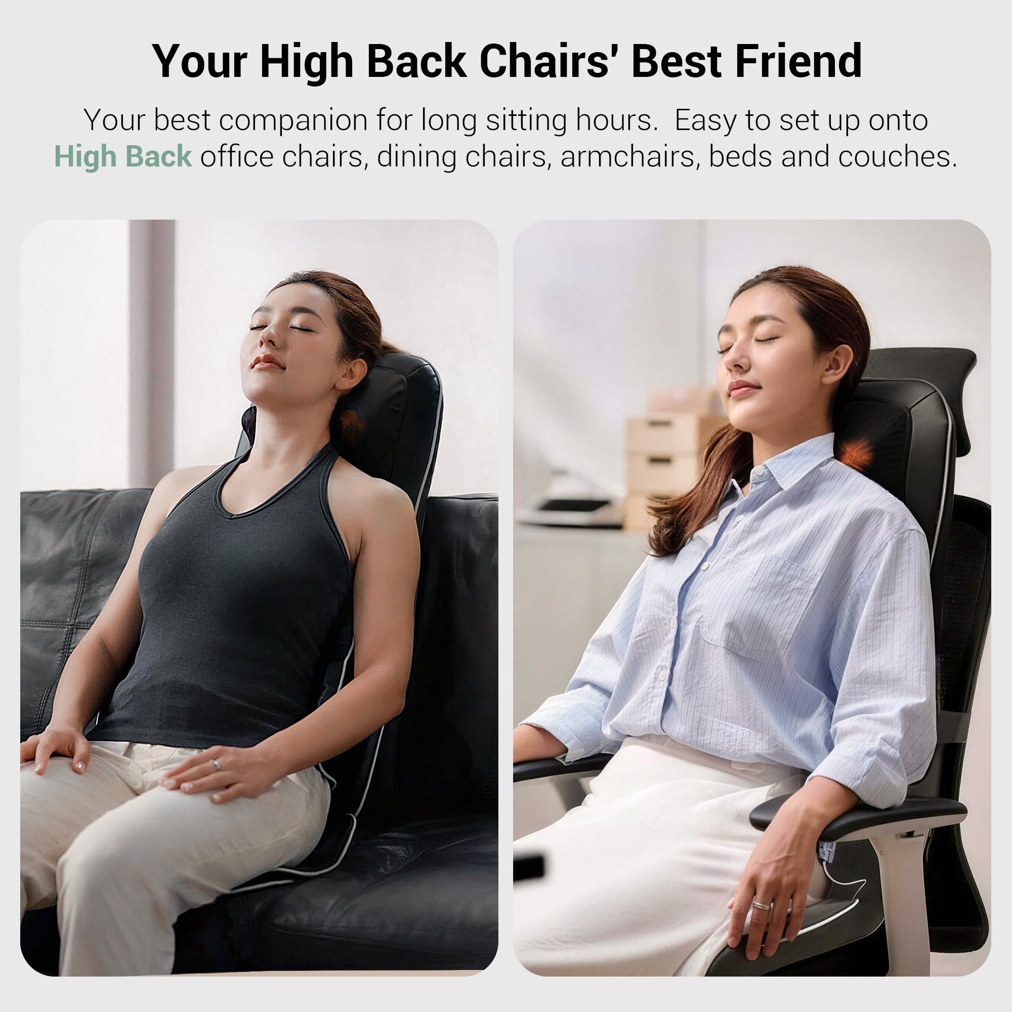 Mynt FSA Eligible HSA Approved Shiatsu Neck and Back Massager for Chair with 10 Deep Kneading Nodes, 2D & 3D Adjustable Back Massage with Heat, Portable Massage Chair Pad with Cover