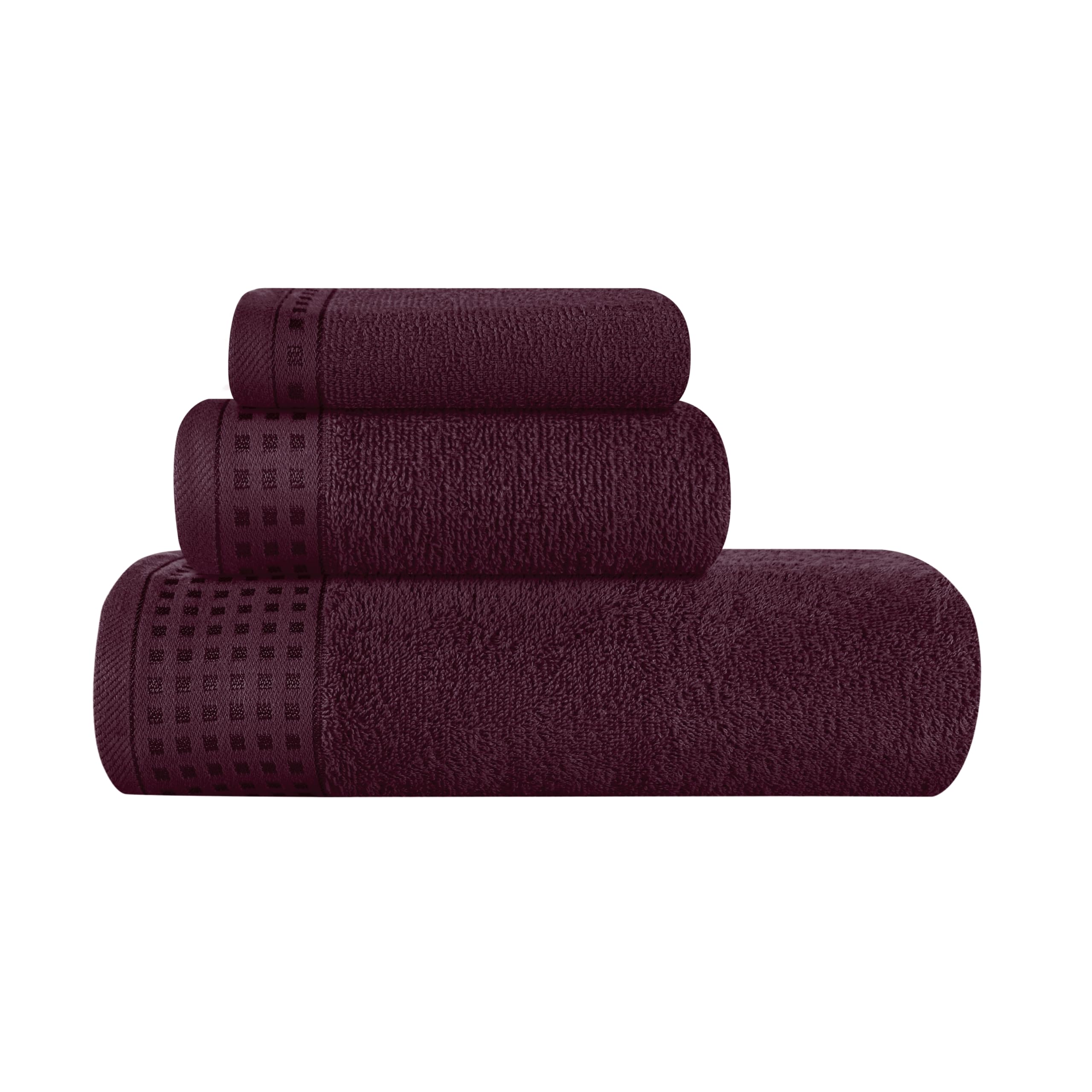 GLAMBURG 100% Cotton Ultra Soft 6 Pack Towel Set, Contains 2 Bath Towels 28x55 Inches, 2 Hand Towels 16x24 Inches & 2 Wash Coths 12x12 Inches, Compact Absorbent Lightweight & Quickdry - Pink