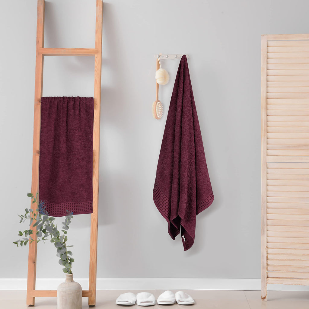 GLAMBURG 100% Cotton Ultra Soft 6 Pack Towel Set, Contains 2 Bath Towels 28x55 Inches, 2 Hand Towels 16x24 Inches & 2 Wash Coths 12x12 Inches, Compact Absorbent Lightweight & Quickdry - Pink