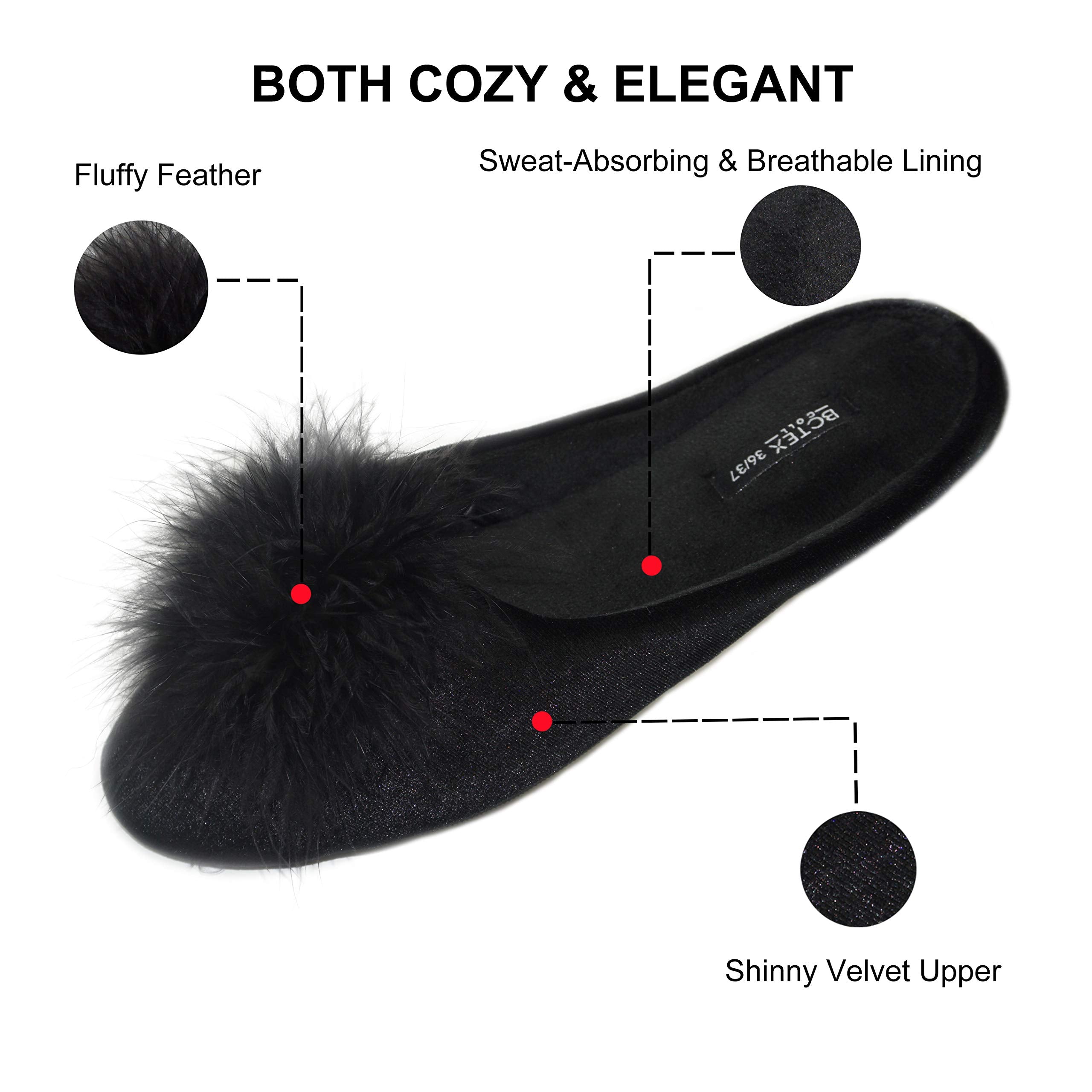 BCTEX COLL Women's Cozy Velvet Memory Foam House Slipper, Ladies Fuzzy Bedroom Slipper Non-slip Sole