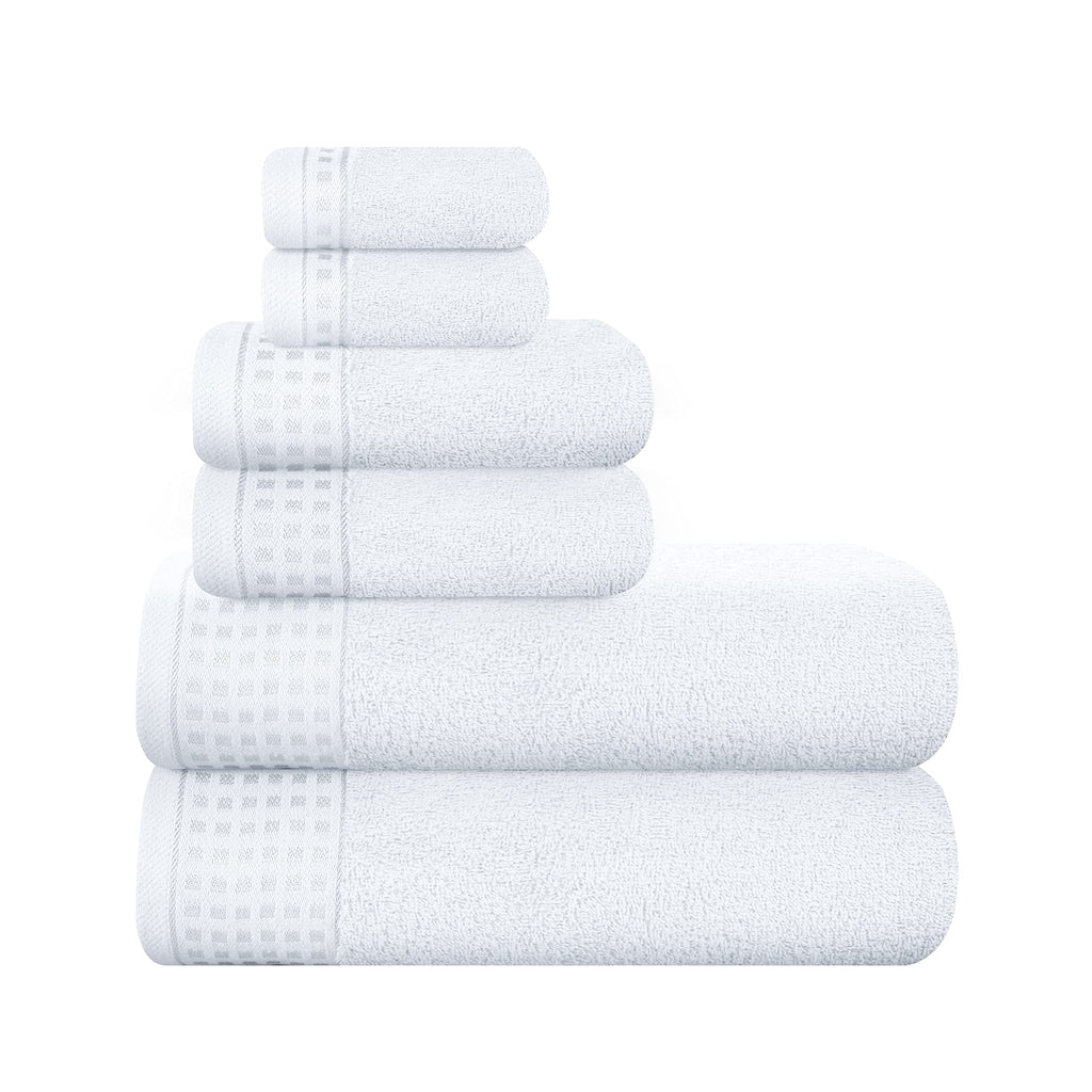 GLAMBURG 100% Cotton Ultra Soft 6 Pack Towel Set, Contains 2 Bath Towels 28x55 Inches, 2 Hand Towels 16x24 Inches & 2 Wash Coths 12x12 Inches, Compact Absorbent Lightweight & Quickdry - Pink