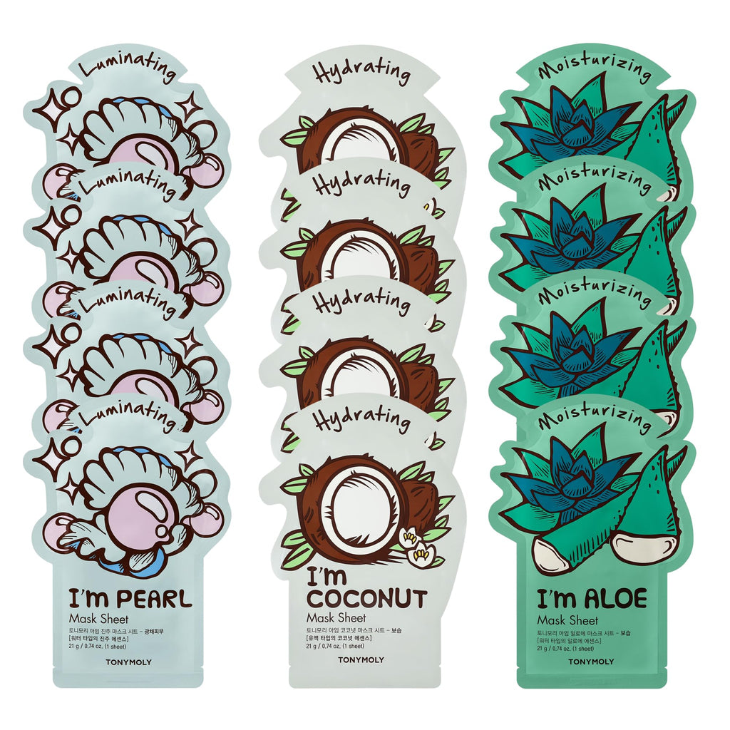 TONYMOLY I’m Sheet Mask Gift Set – Korean Face Mask Variety Pack with Hydrating & Vitamin Essences, 10 Pack