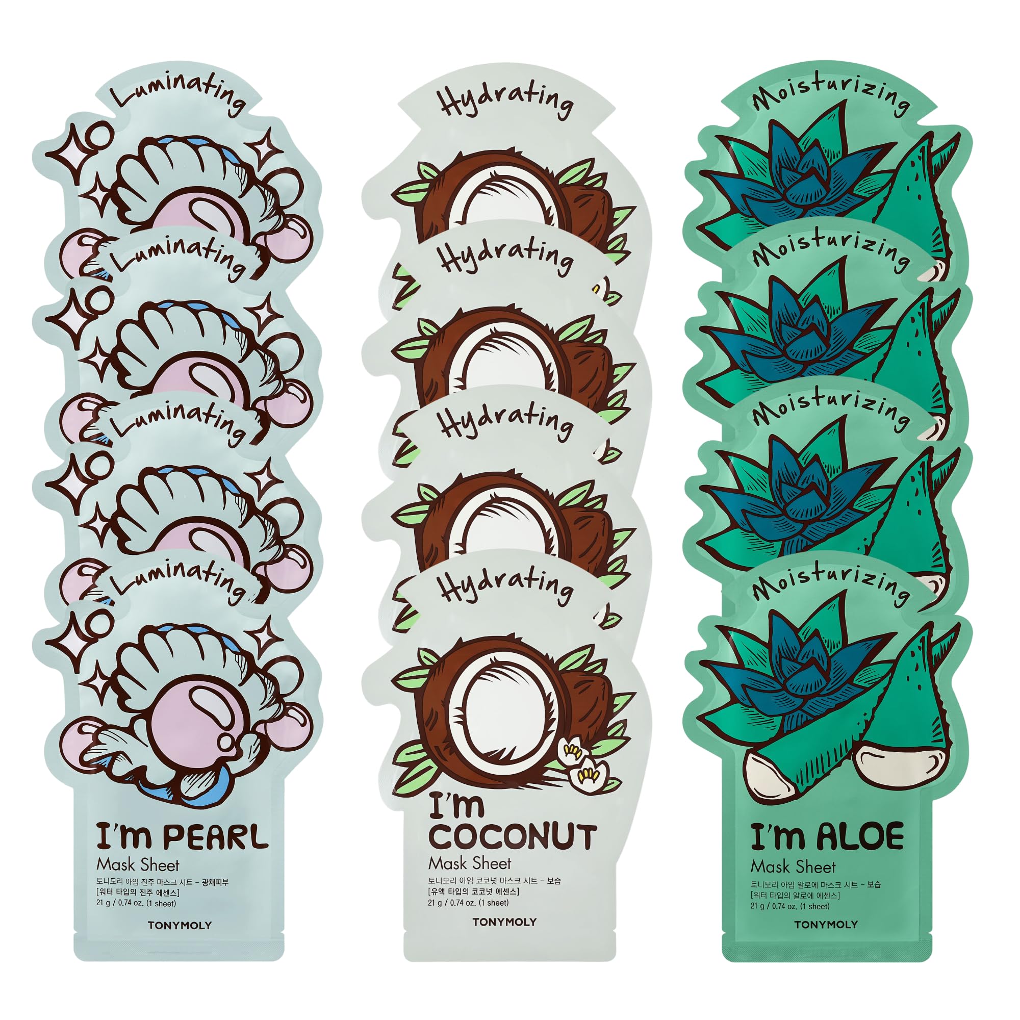 TONYMOLY I’m Sheet Mask Gift Set – Korean Face Mask Variety Pack with Hydrating & Vitamin Essences, 10 Pack