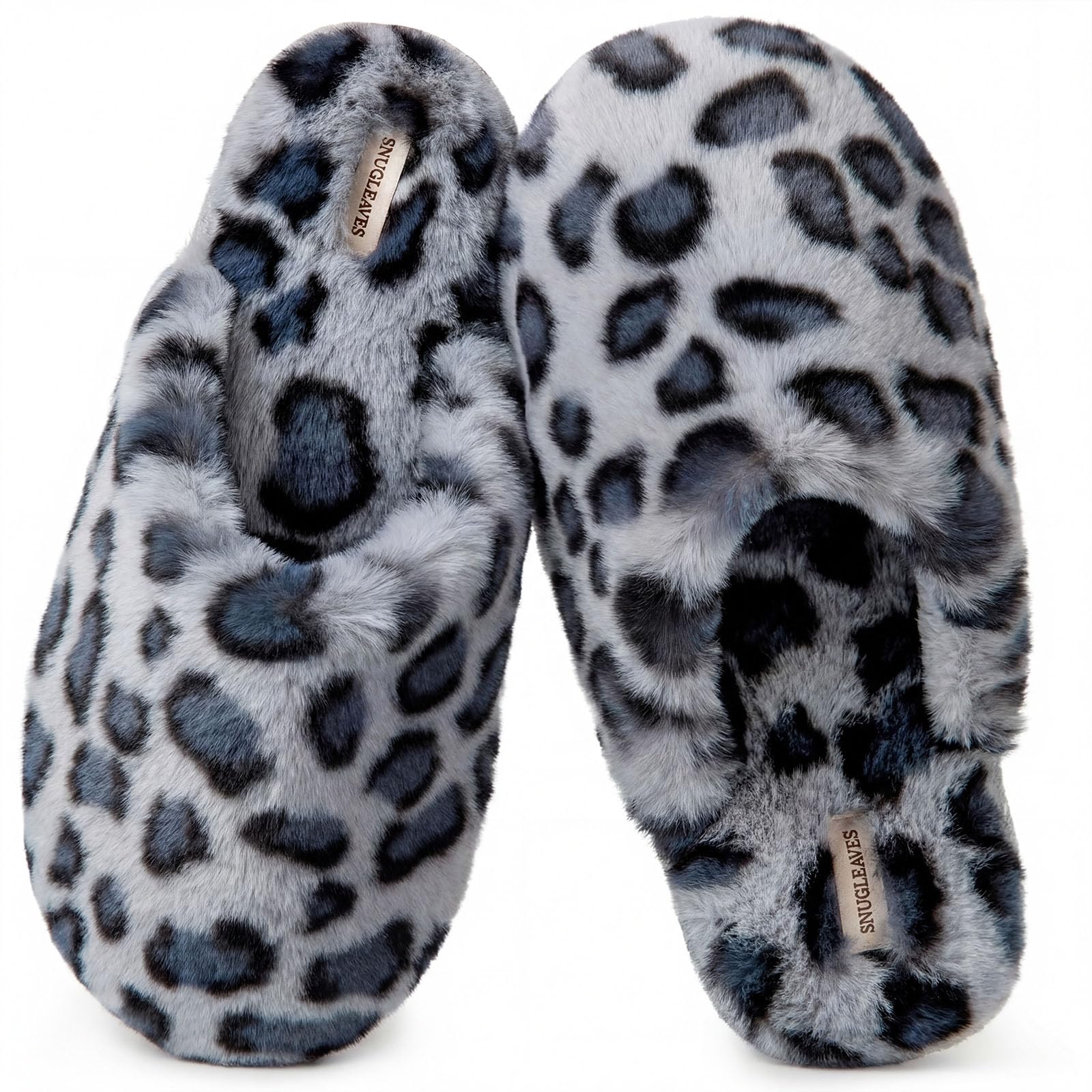 Snug Leaves Women's Fuzzy Scuff Slippers Soft Comfy Memory Foam Non-slip Indoor House Shoes