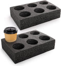 ZOOFOX 2 Pack Drink Carrier for Delivery, 6 Cup Reusable Foam Coffee Tray for Hot and Cold Drinks, to Go Drink Holder for Beverages, Delivery, Take Out, Outdoors