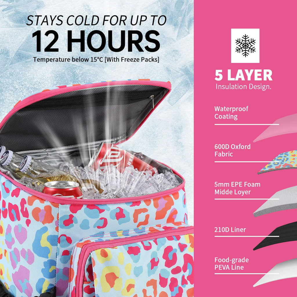DYSHAYEN Cooler Backpack,Lightweight Backpack Cooler Insulated Leak Proof,30 Cans Soft Cooler Bag for Beach,Camping,Beach,Picnic,Lunch