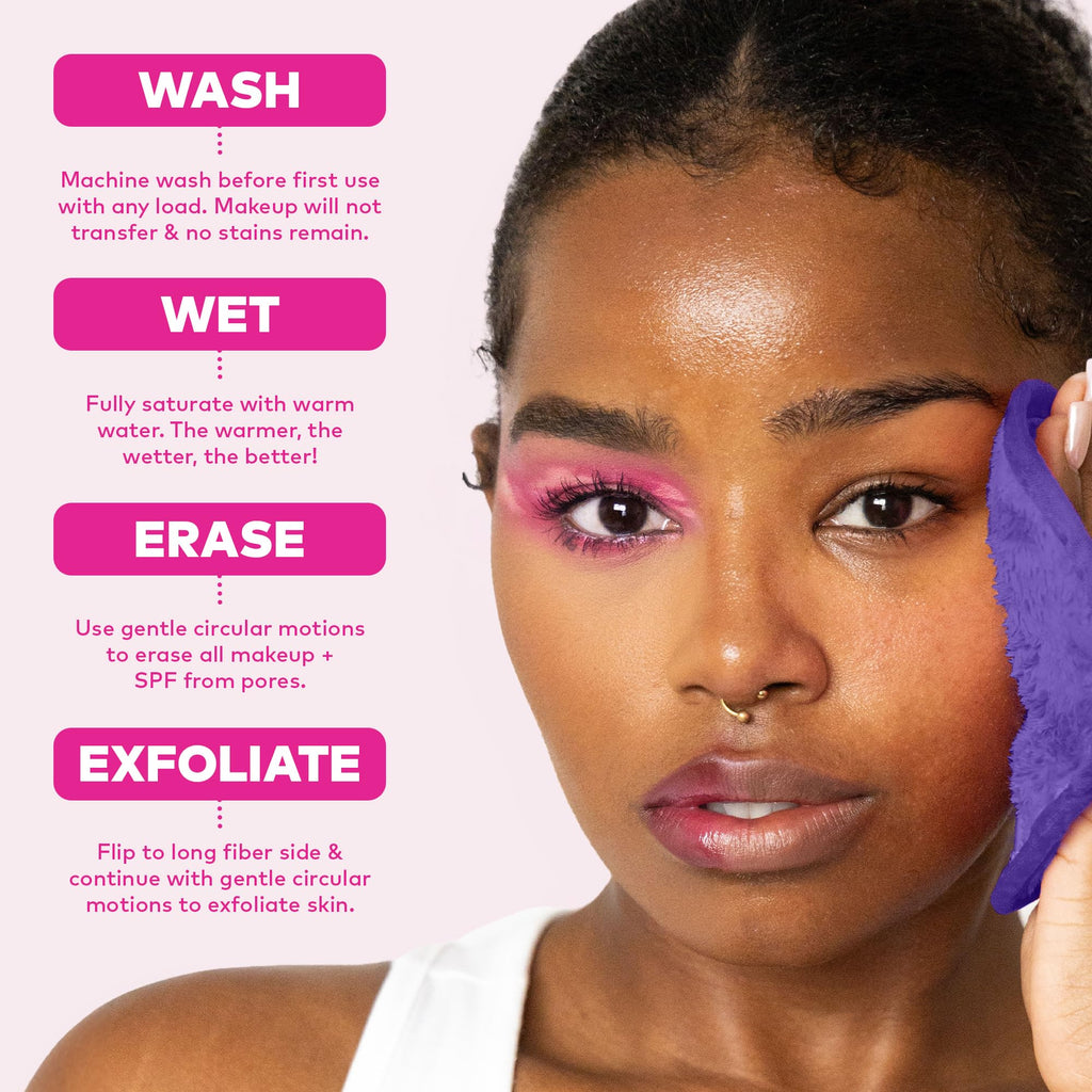 The Original MakeUp Eraser PRO, Effortlessly Remove All Makeup Using Only Water, Including Waterproof Mascara, Eyeliner, Foundation, Lipstick, Sunscreen,and More! Original Pink, 1ct.
