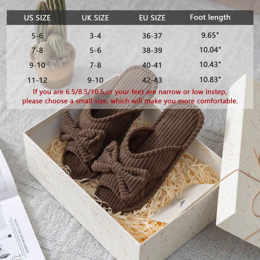 GOEWY Cute Slippers for Women Indoor and Outdoor Cozy Soft Bow Open Toe Womens Slippers with Memory Foam Anti-Skid Sole Slides Spa Birthday Gifts for Women Mom Her Ladies Bridesmaid
