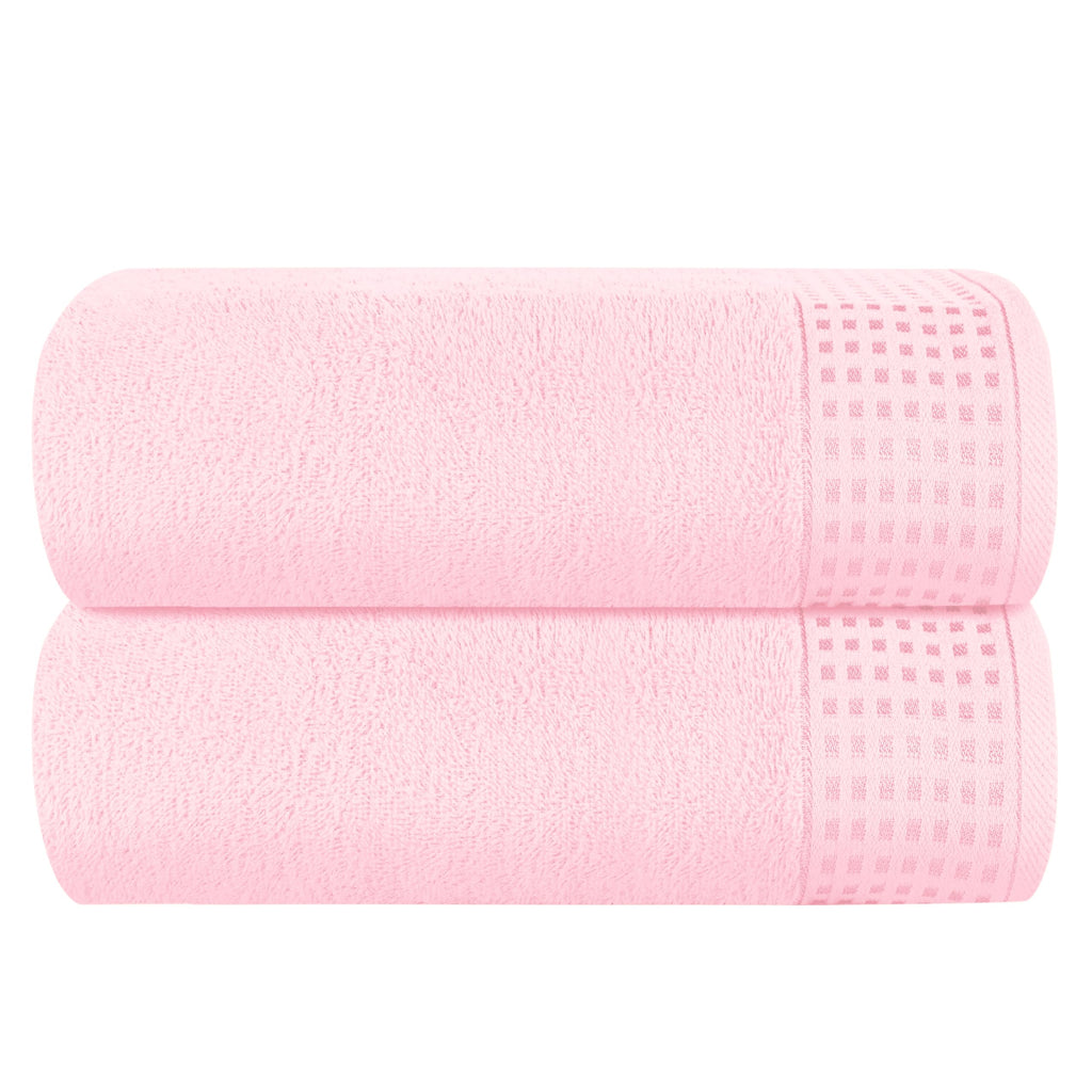 GLAMBURG 100% Cotton Ultra Soft 6 Pack Towel Set, Contains 2 Bath Towels 28x55 Inches, 2 Hand Towels 16x24 Inches & 2 Wash Coths 12x12 Inches, Compact Absorbent Lightweight & Quickdry - Pink