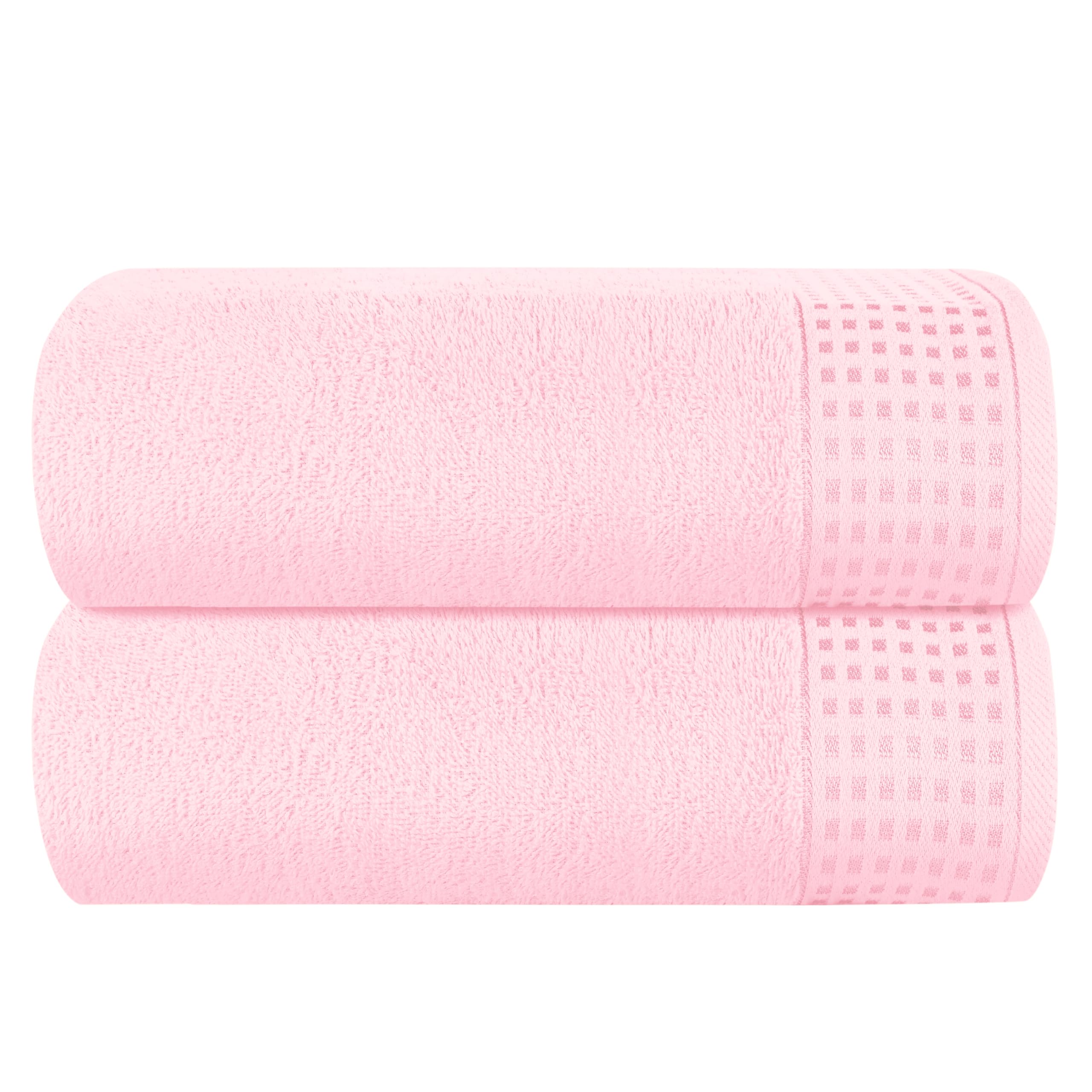 GLAMBURG 100% Cotton Ultra Soft 6 Pack Towel Set, Contains 2 Bath Towels 28x55 Inches, 2 Hand Towels 16x24 Inches & 2 Wash Coths 12x12 Inches, Compact Absorbent Lightweight & Quickdry - Pink
