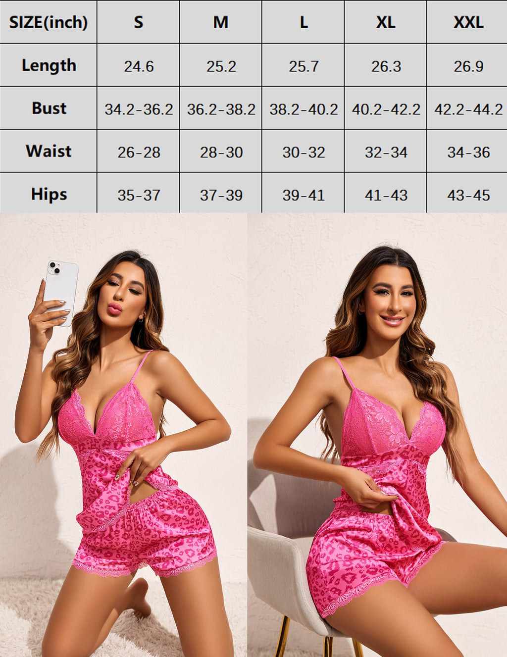 Avidlove Women Sleepwear Satin Pajamas Set Lace Camisole Shorts Nightwear