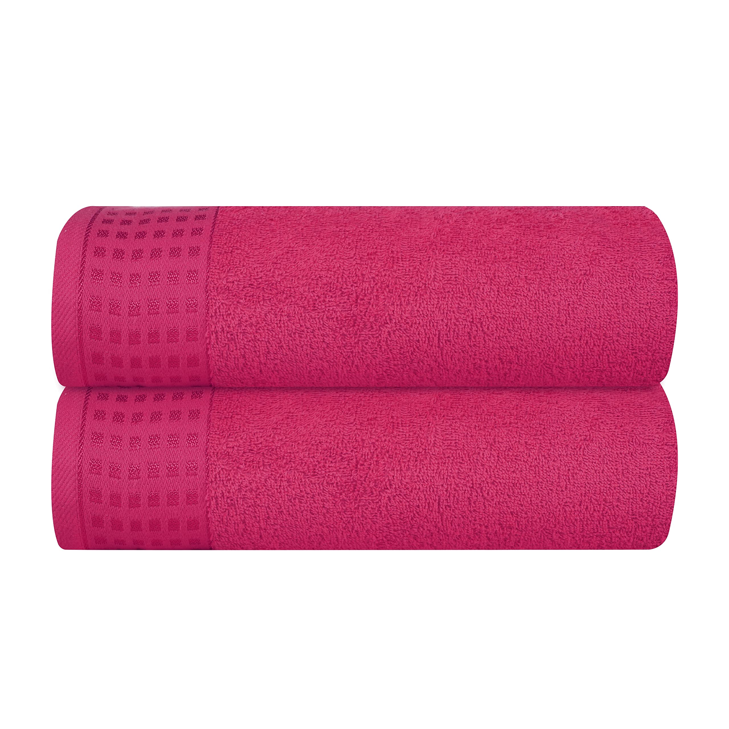 GLAMBURG 100% Cotton Ultra Soft 6 Pack Towel Set, Contains 2 Bath Towels 28x55 Inches, 2 Hand Towels 16x24 Inches & 2 Wash Coths 12x12 Inches, Compact Absorbent Lightweight & Quickdry - Pink