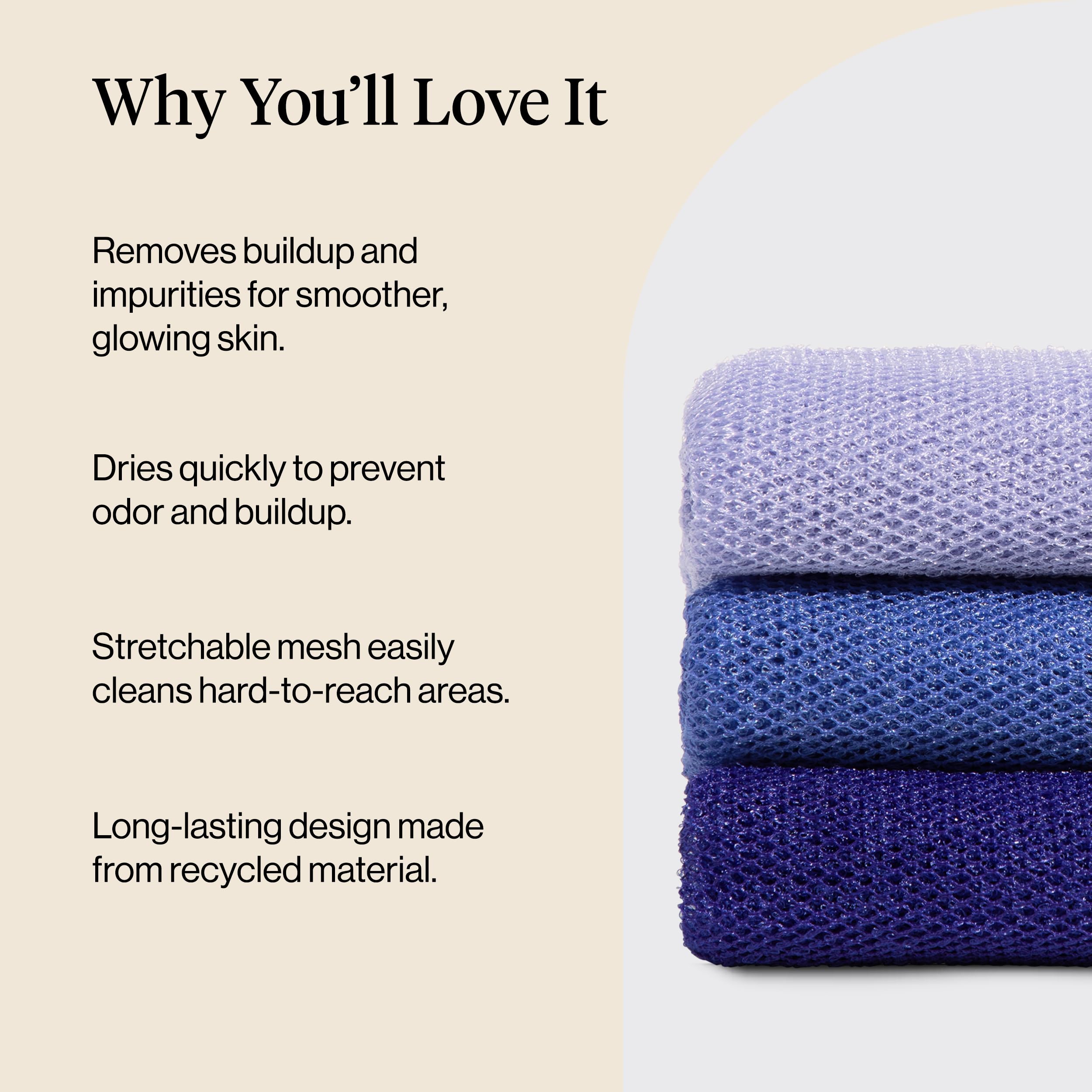 Kitsch African Net Sponge – Exfoliating Body Scrubber for Cleansing & Gentle Daily Exfoliation – Stretchable Bath Sponge for Hard-to-Reach Areas, Long-Lasting Shower Essential - Rosewood, 3 Pcs