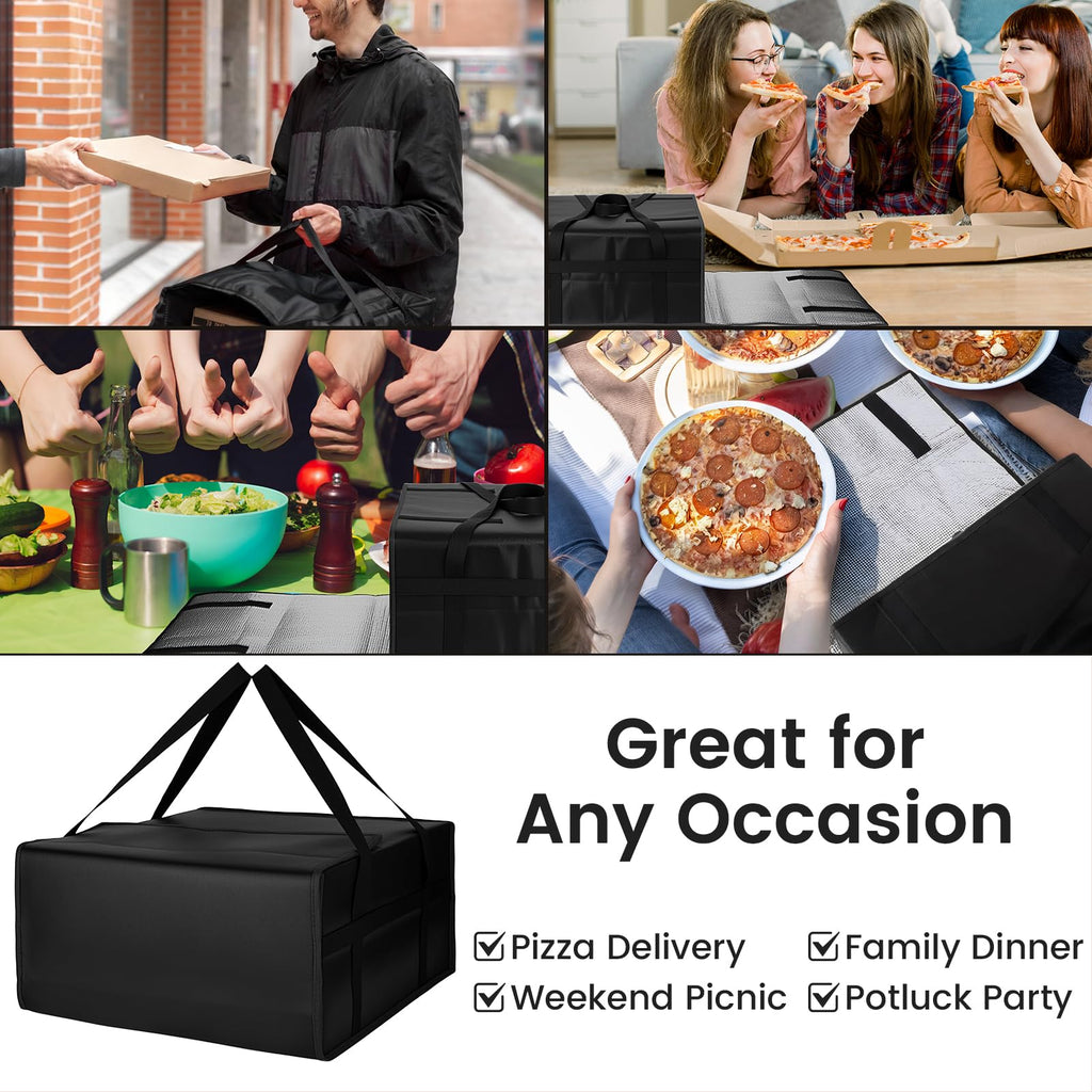 Bodaon Insulated Pizza Delivery Bag, 20" x 20" x 6" Pizza Warmer Bags for Carry Hot, Food Warmers for Parties, Pizza Thermal Insulation, Pizza Carrier for Catering, Red, 1-Pack