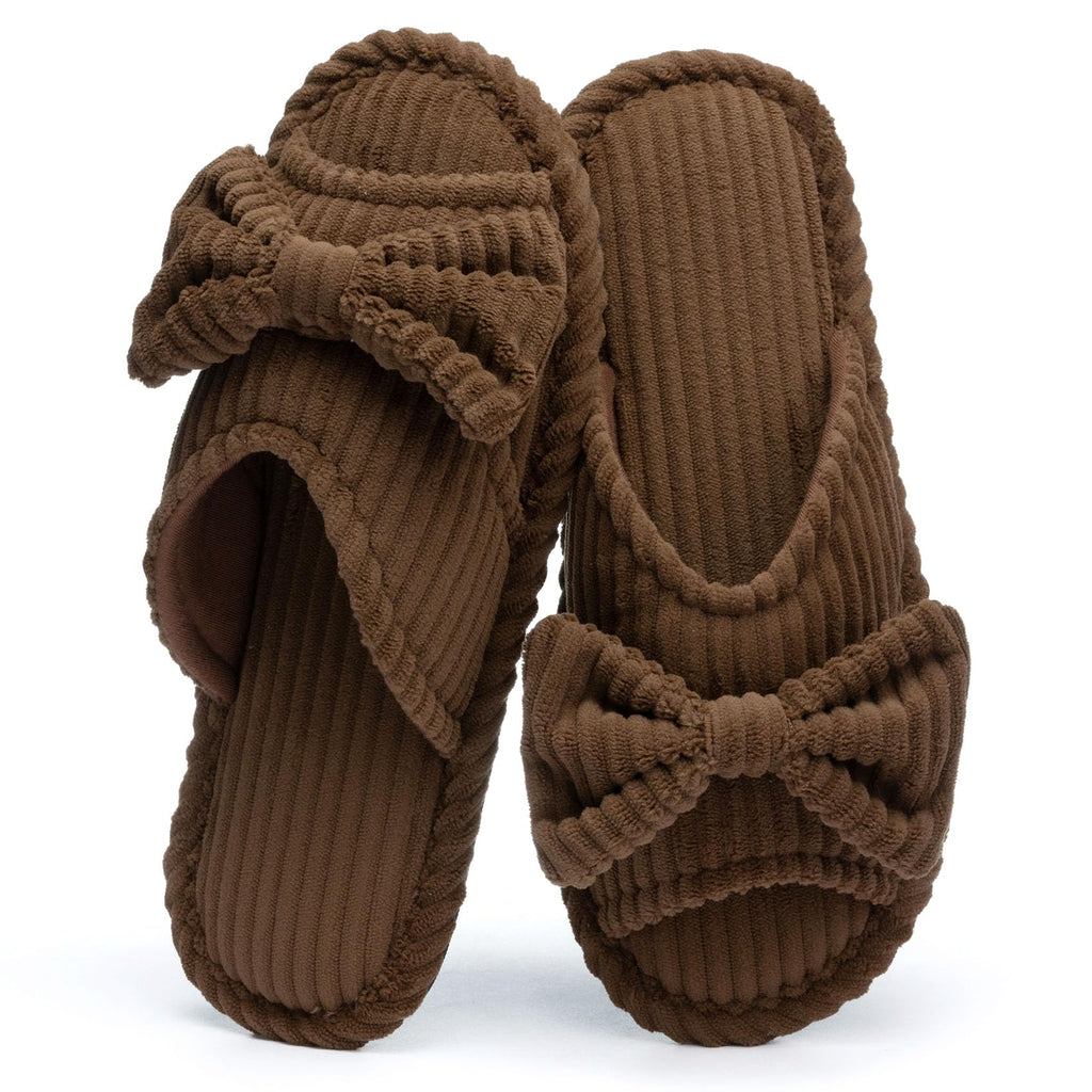 GOEWY Cute Slippers for Women Indoor and Outdoor Cozy Soft Bow Open Toe Womens Slippers with Memory Foam Anti-Skid Sole Slides Spa Birthday Gifts for Women Mom Her Ladies Bridesmaid