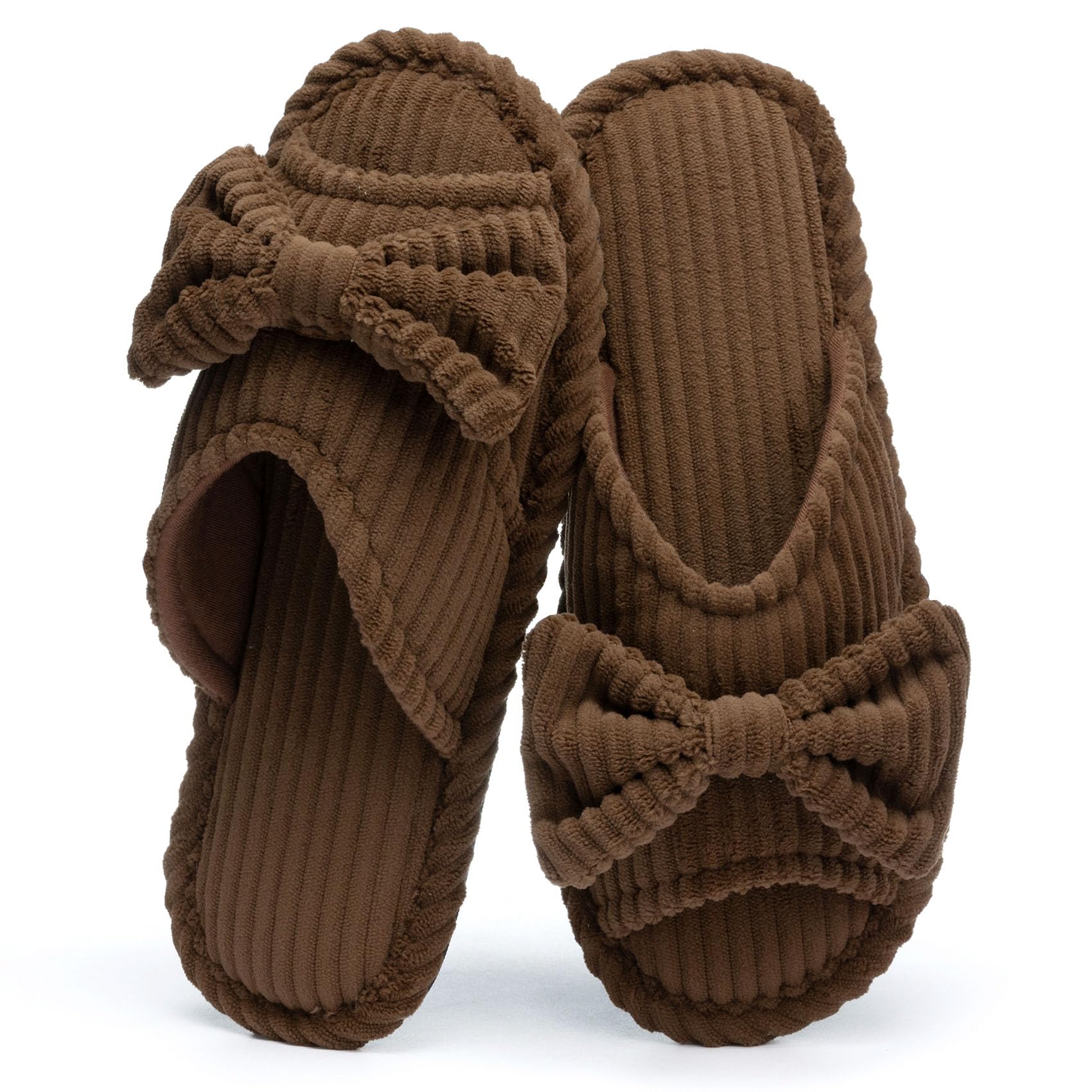 GOEWY Cute Slippers for Women Indoor and Outdoor Cozy Soft Bow Open Toe Womens Slippers with Memory Foam Anti-Skid Sole Slides Spa Birthday Gifts for Women Mom Her Ladies Bridesmaid