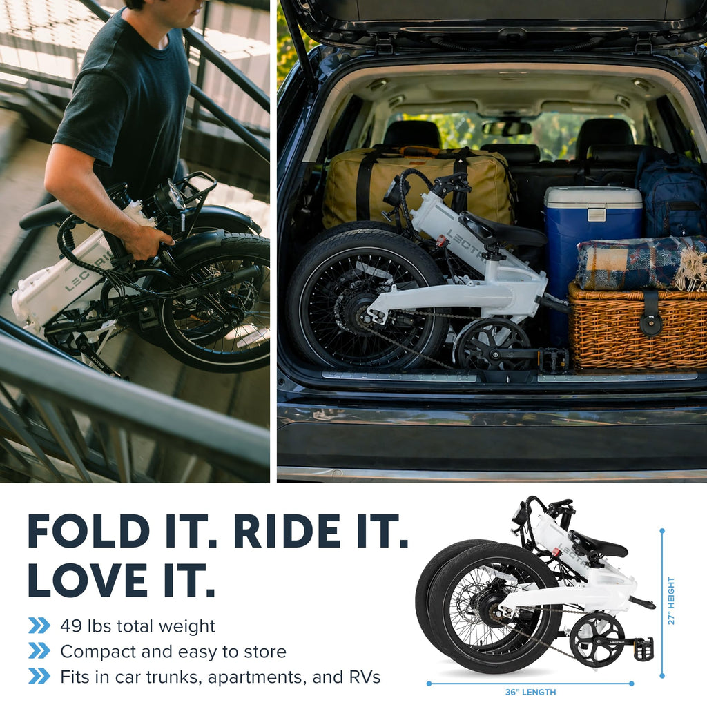 LECTRIC XP Lite2 Folding Electric Bike for Adults - Lightweight eBike with a 48V Battery Powers Up to 45-80 Mile Range, 20Mph Peak 819W Motor, Hydraulic Brakes, LCD Display, 5 Pedal Assist & Throttle