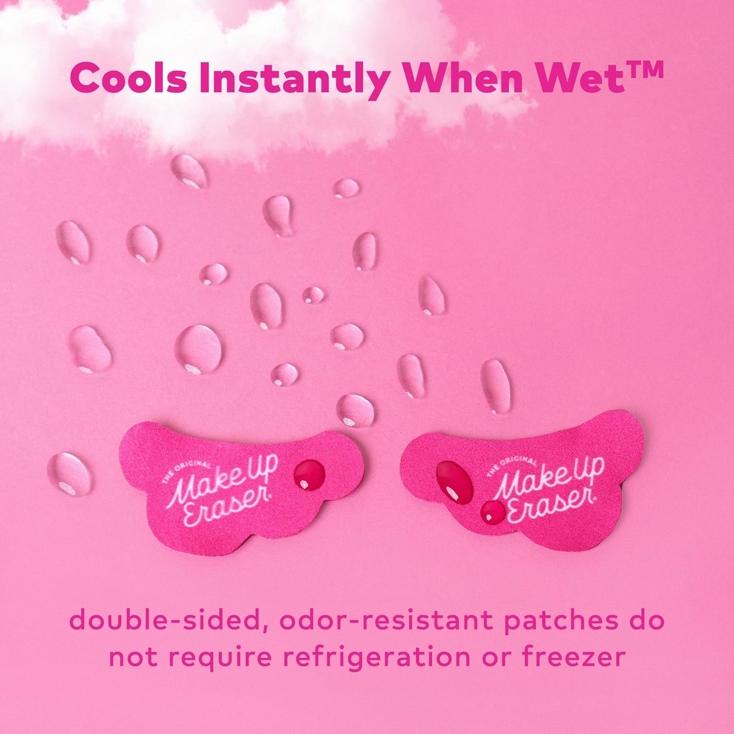 Makeup Eraser Cooling Clouds Reusable Undereye Patches - Hydroactive Technology Mask Patch Pads for Tired Puffy Eyes and Wrinkles with Mini Washbag, Set of 2