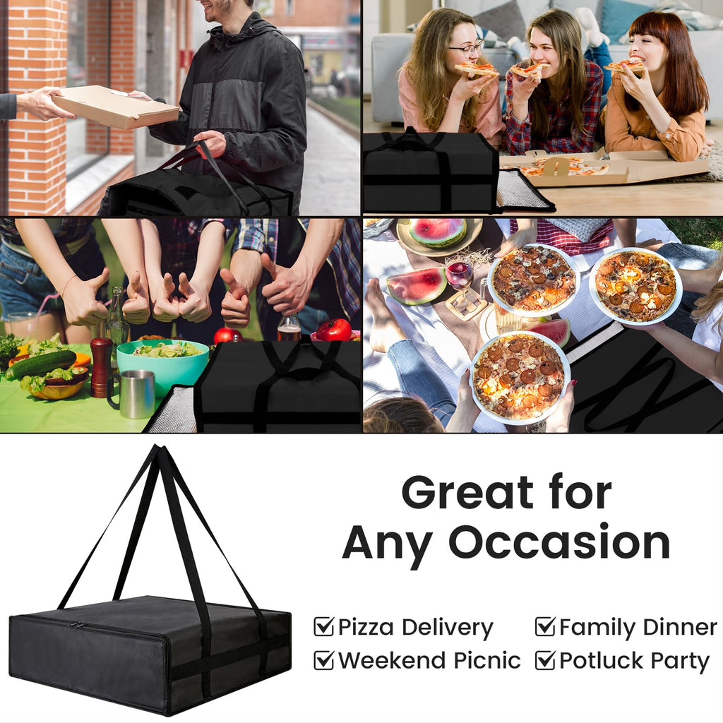 Bodaon Insulated Pizza Delivery Bag, 20" x 20" x 6" Pizza Warmer Bags for Carry Hot, Food Warmers for Parties, Pizza Thermal Insulation, Pizza Carrier for Catering, Red, 1-Pack