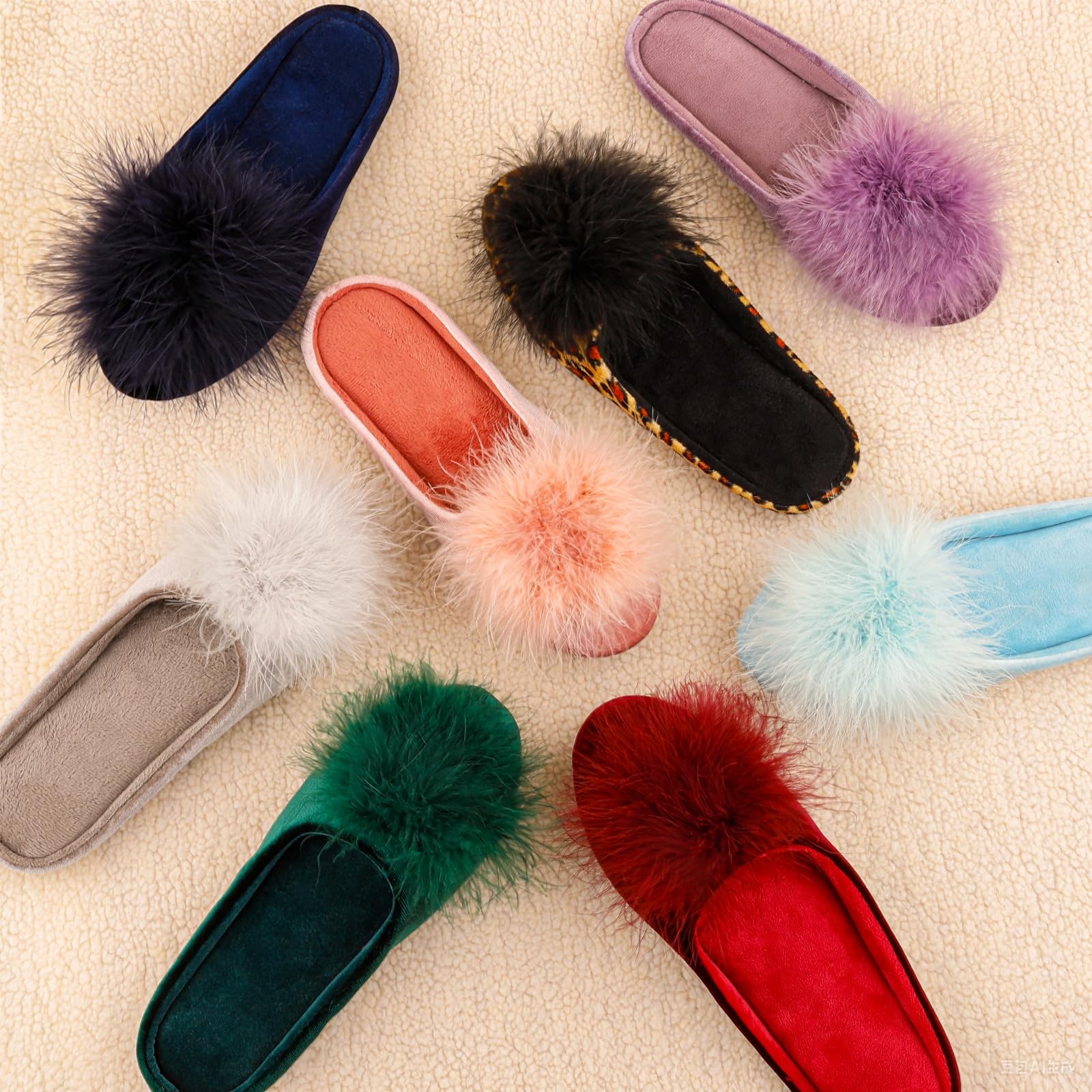 BCTEX COLL Women's Cozy Velvet Memory Foam House Slipper, Ladies Fuzzy Bedroom Slipper Non-slip Sole