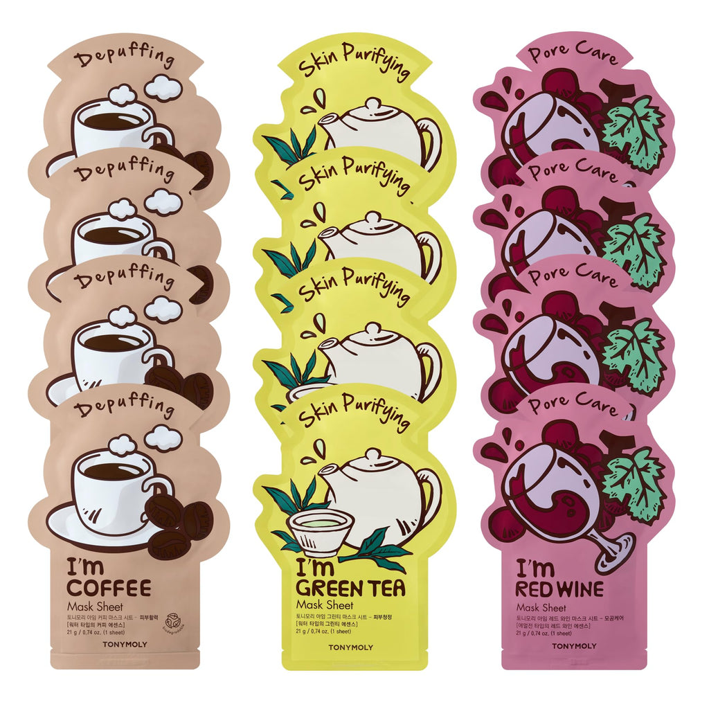TONYMOLY I’m Sheet Mask Gift Set – Korean Face Mask Variety Pack with Hydrating & Vitamin Essences, 10 Pack