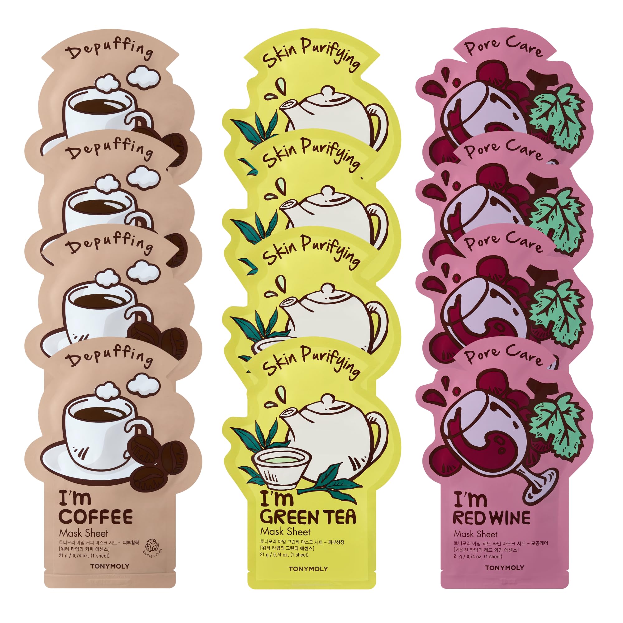TONYMOLY I’m Sheet Mask Gift Set – Korean Face Mask Variety Pack with Hydrating & Vitamin Essences, 10 Pack