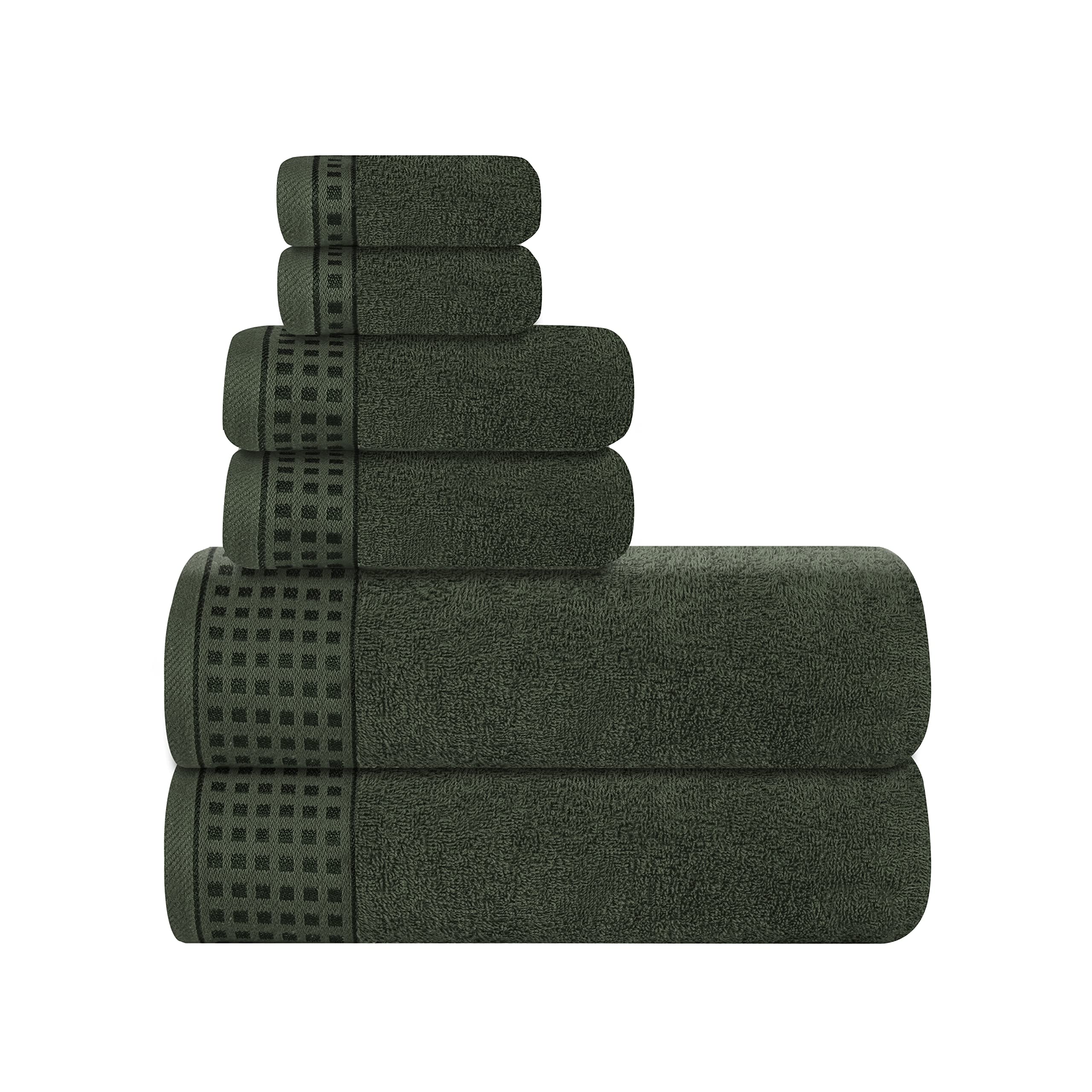 GLAMBURG 100% Cotton Ultra Soft 6 Pack Towel Set, Contains 2 Bath Towels 28x55 Inches, 2 Hand Towels 16x24 Inches & 2 Wash Coths 12x12 Inches, Compact Absorbent Lightweight & Quickdry - Pink